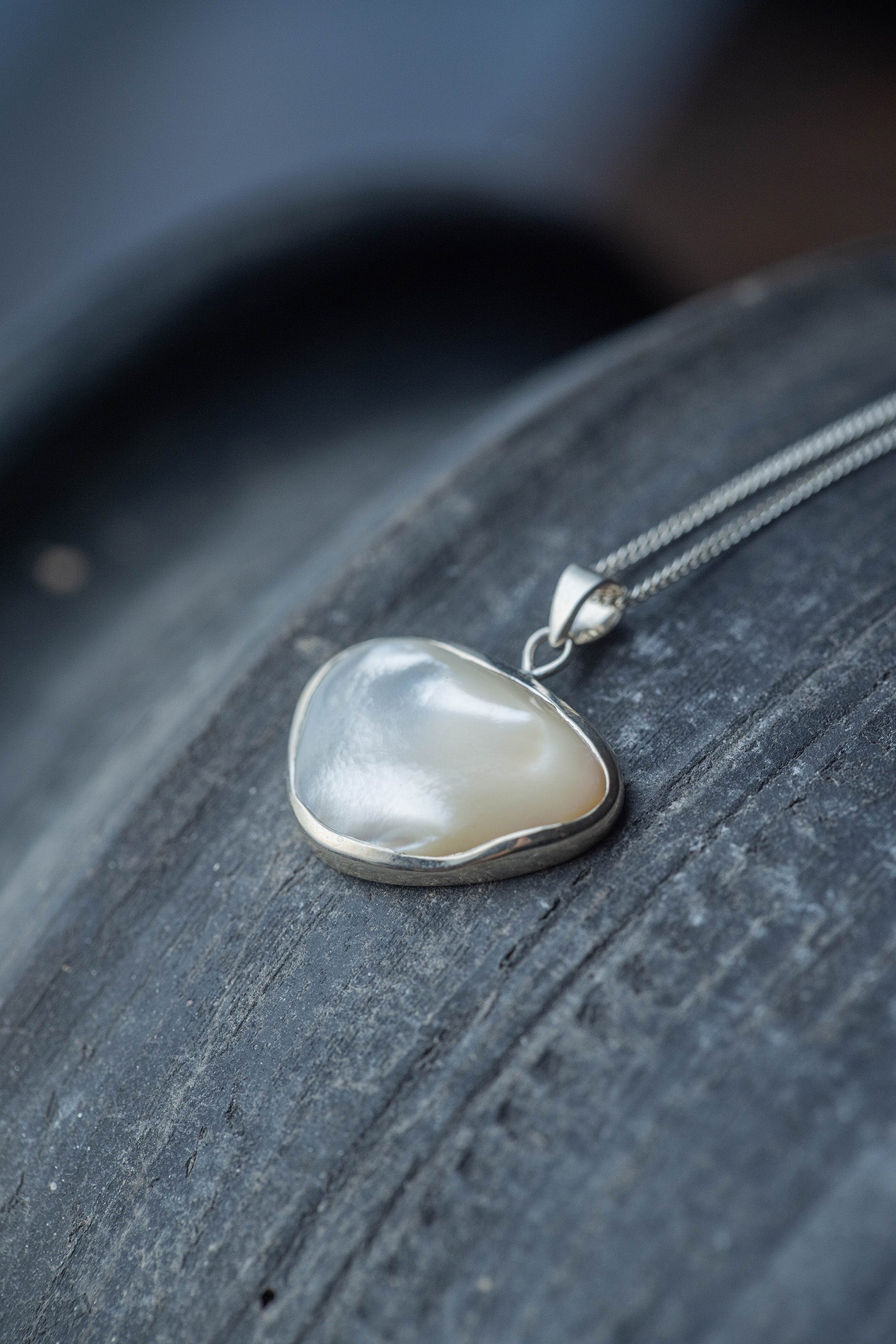 silver necklace pearl -2