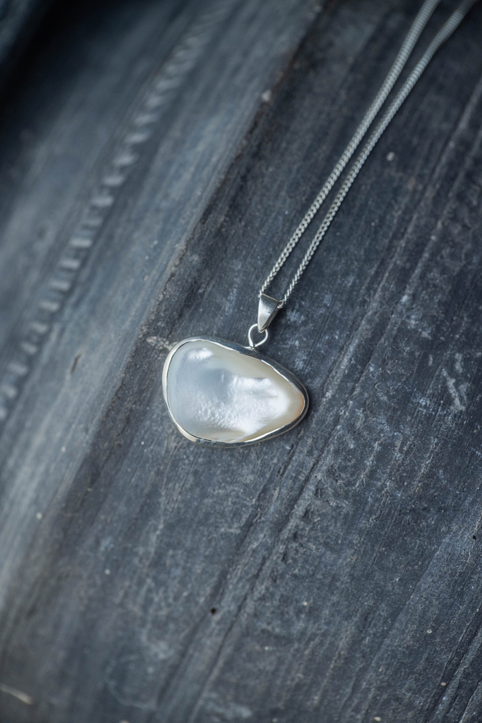 silver necklace pearl -2