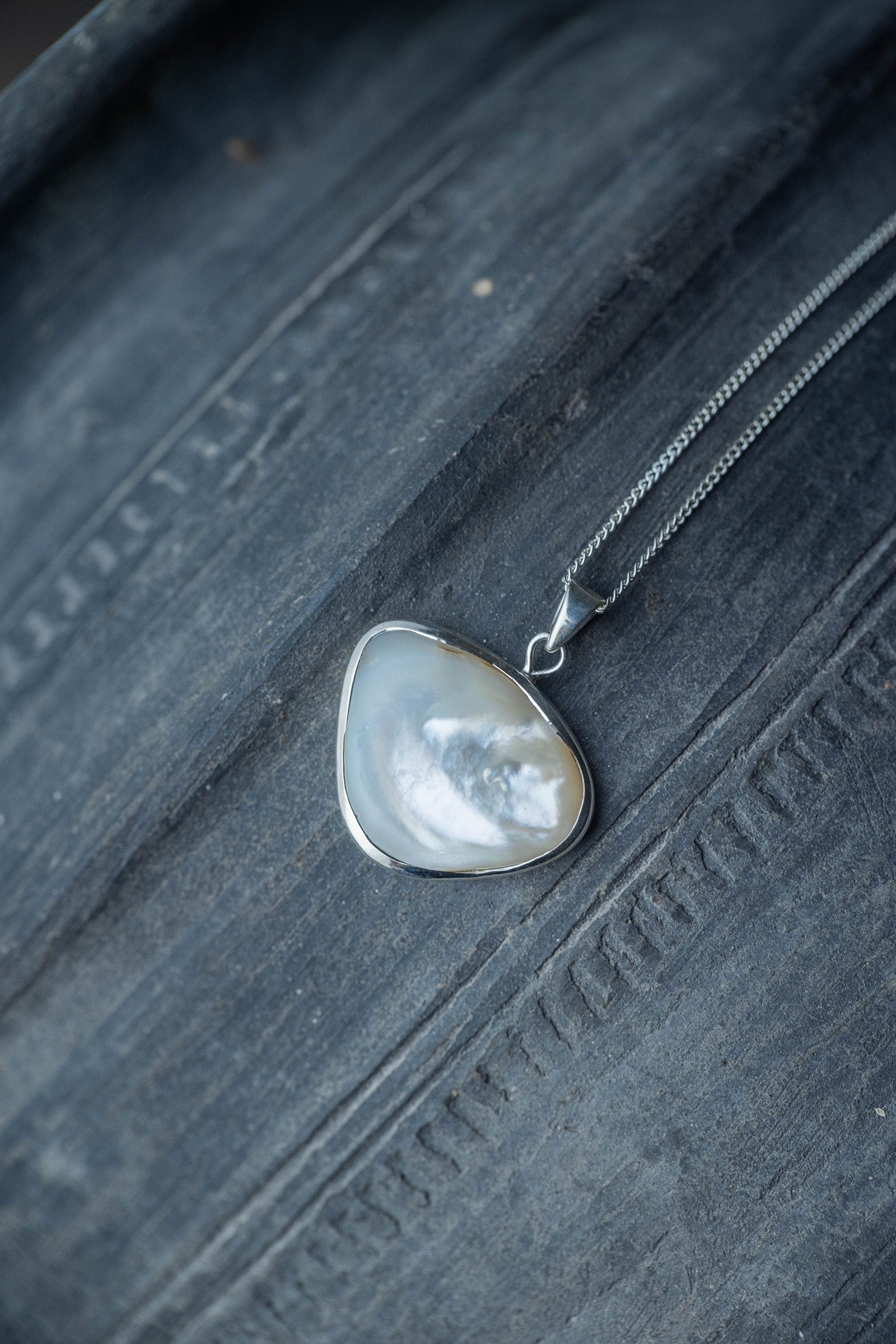 silver necklace pearl -1
