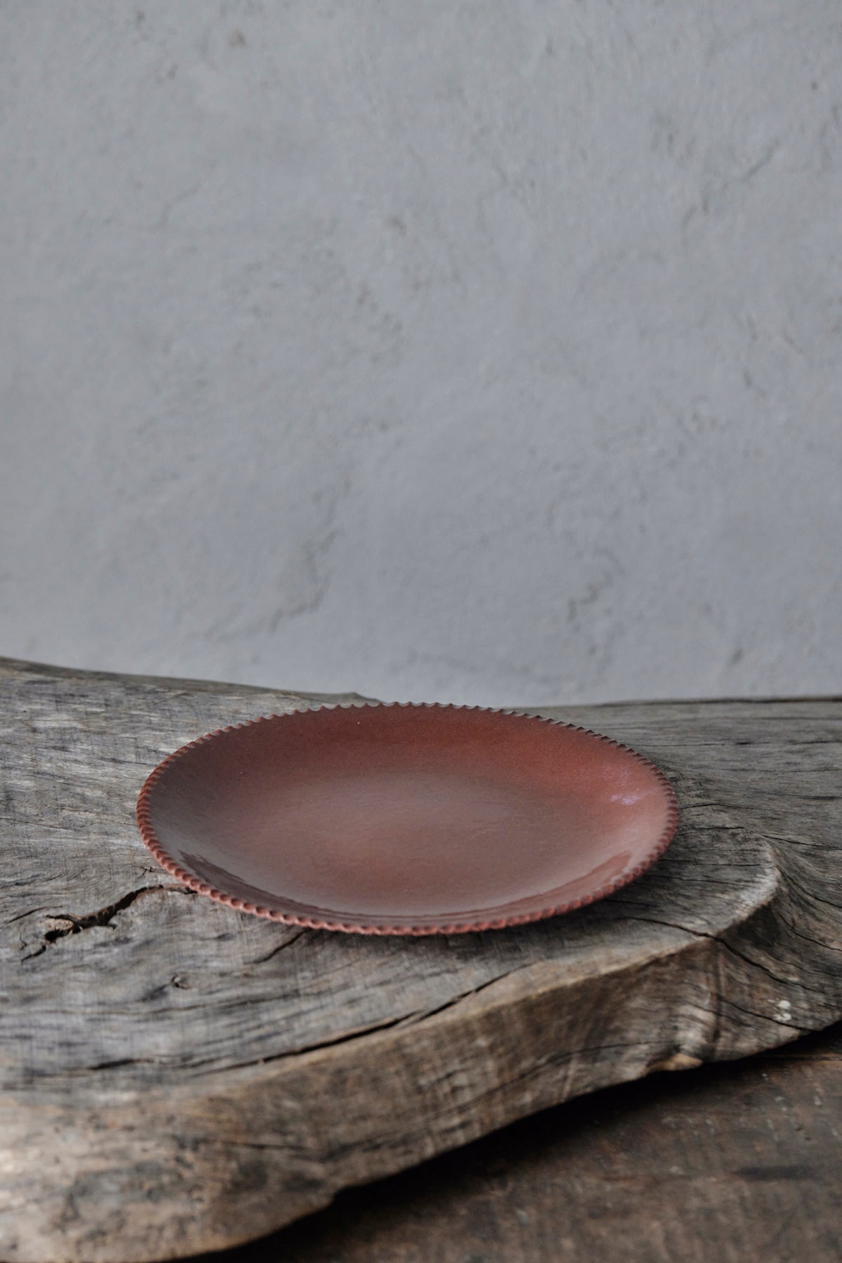 山田洋次 軟陶レッド 丸皿 大 Y14-3