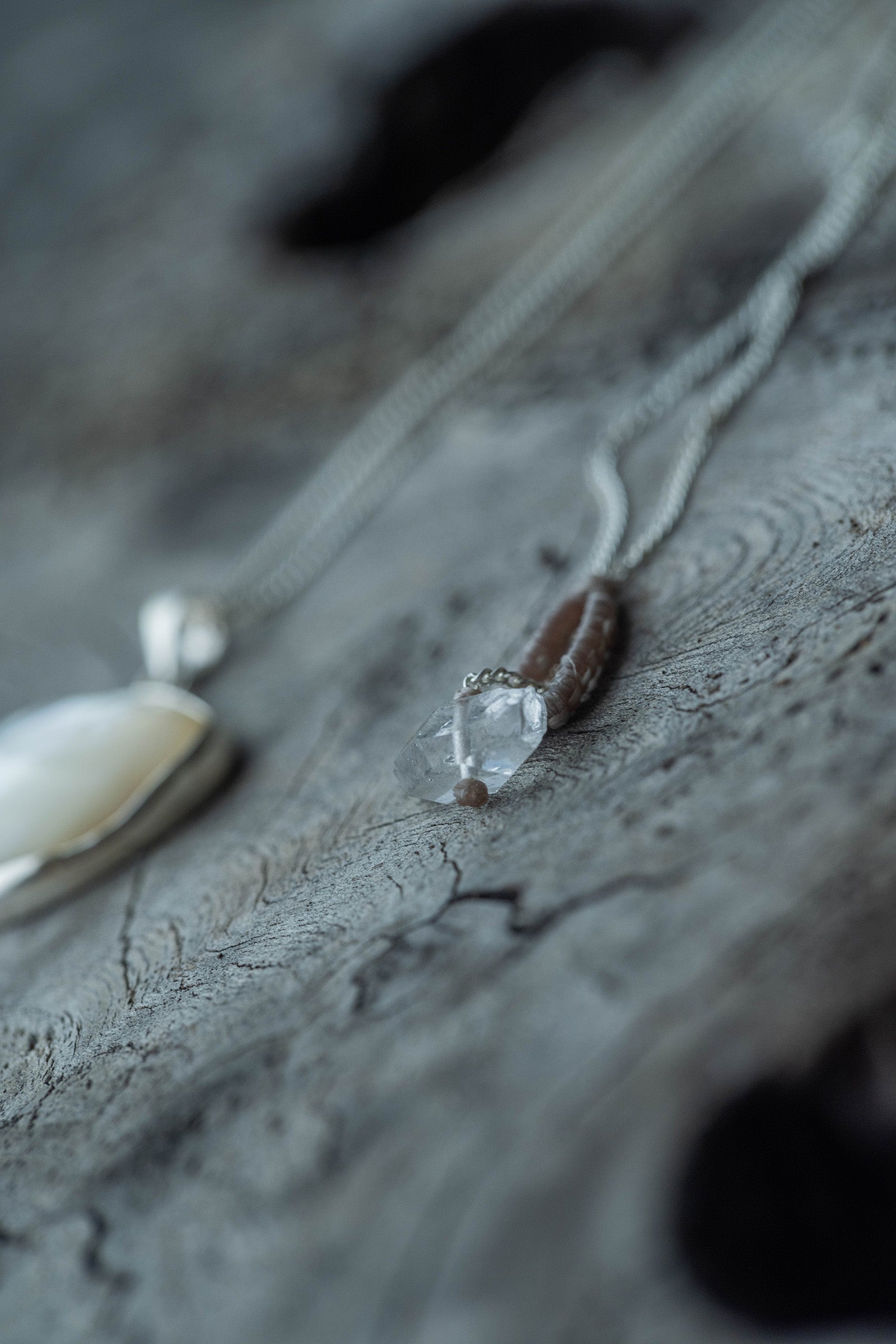 silver necklace pearl -1