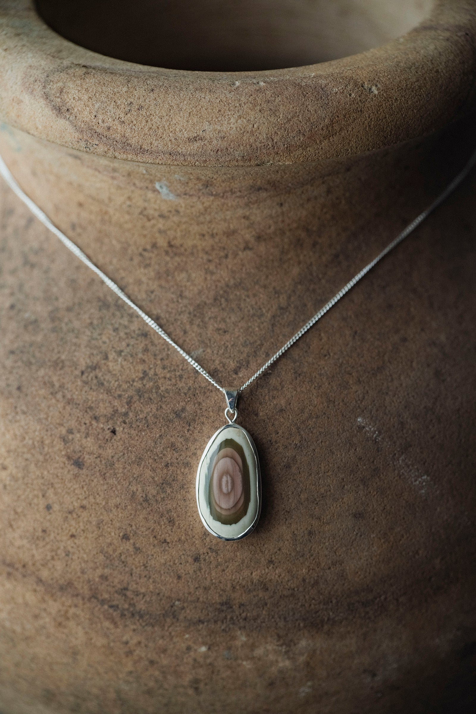 silver necklace Jasper