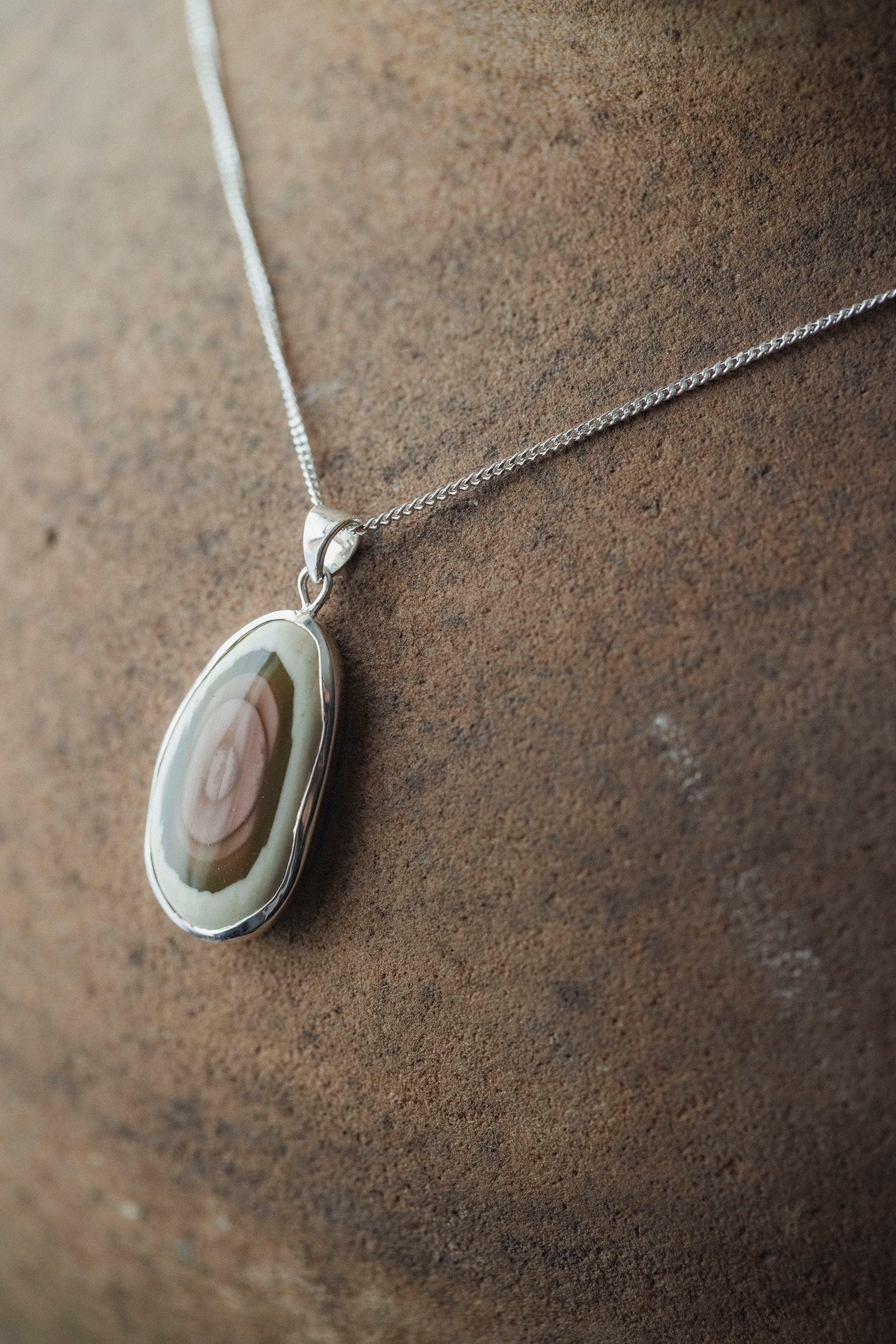 silver necklace Jasper