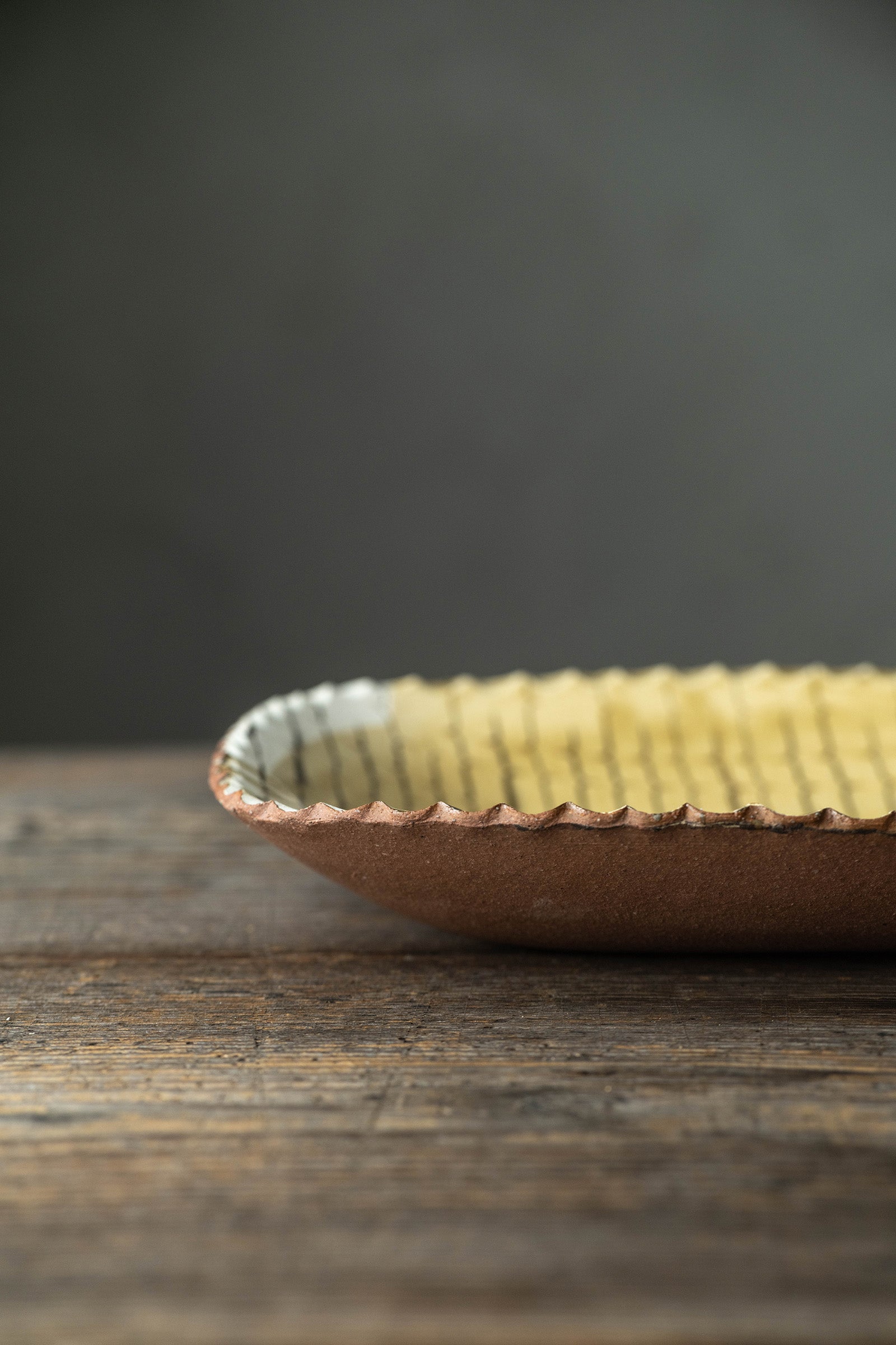 Yoji Yamada soft ceramic yellow pleated bowl, small size Y60-1, 3 pieces