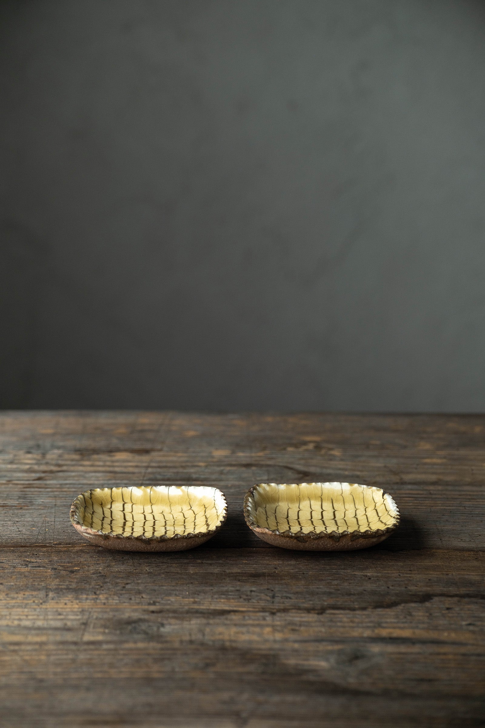 Yoji Yamada soft ceramic yellow pleated bowl, small size Y60-1, 3 pieces