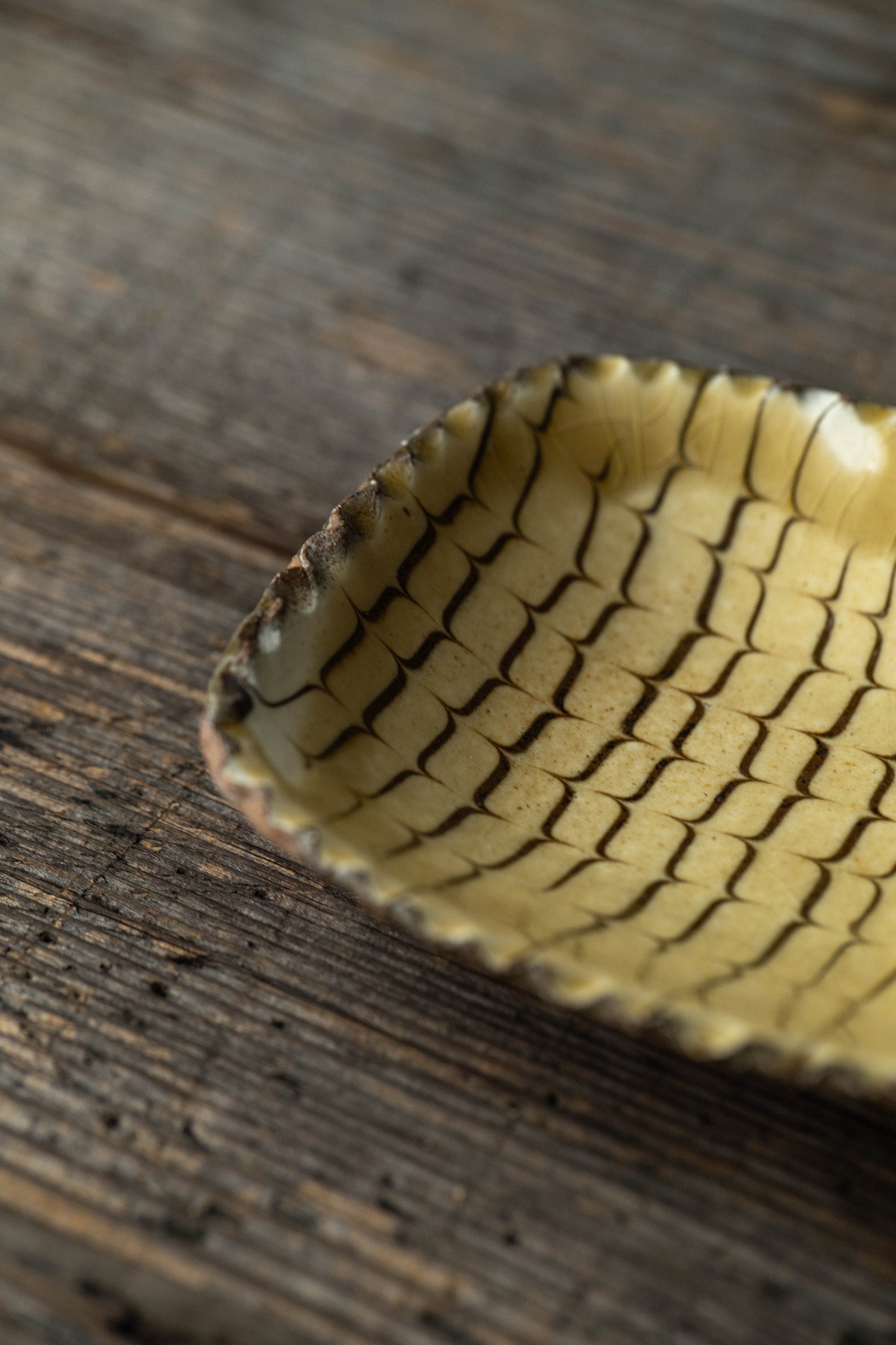 Yoji Yamada soft ceramic yellow pleated bowl, small size Y60-1, 3 pieces