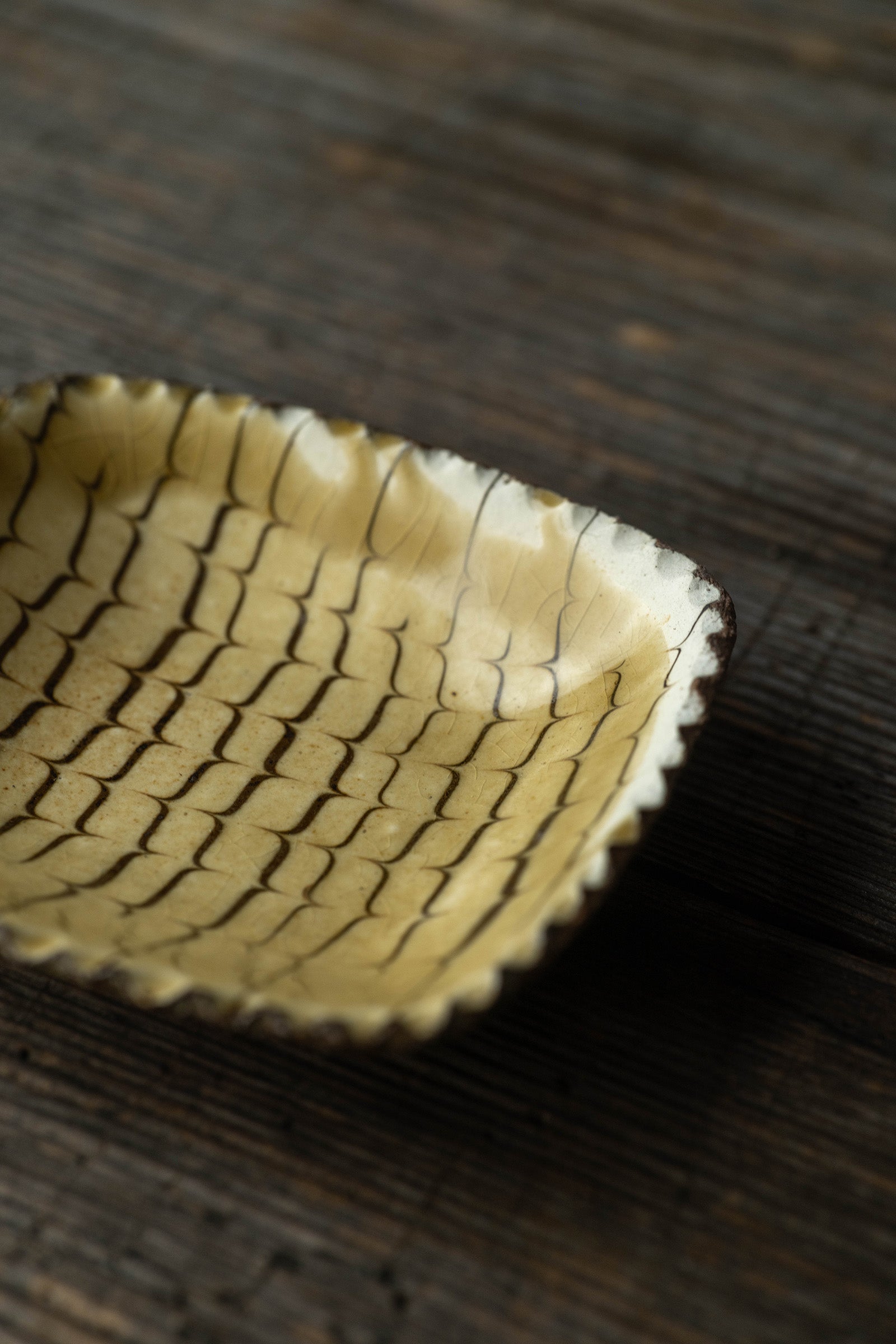 Yoji Yamada soft ceramic yellow pleated bowl, small size Y60-1, 3 pieces