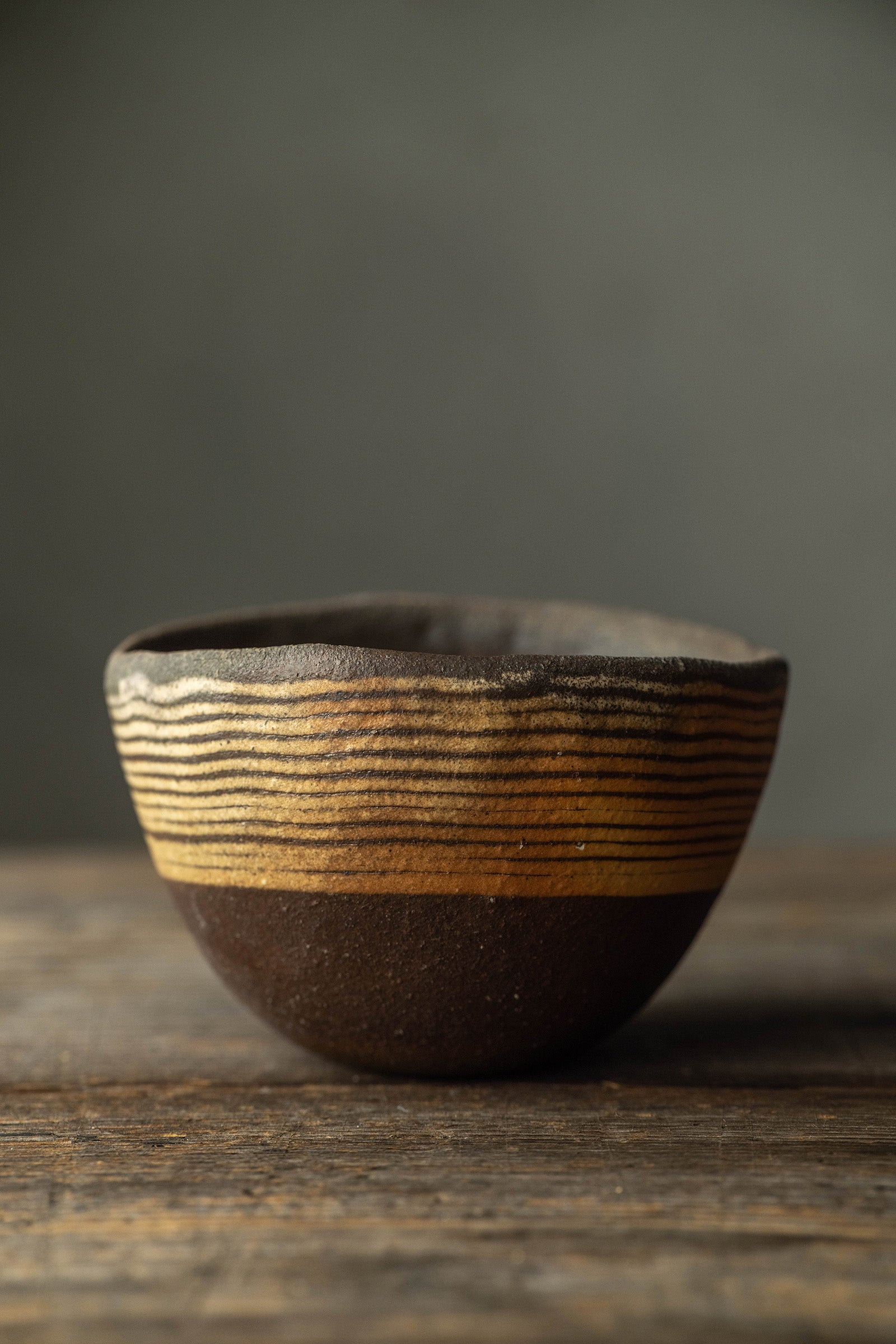 Yoji Yamada soft ceramic yellow pleated bowl, small size Y60-1, 3 pieces