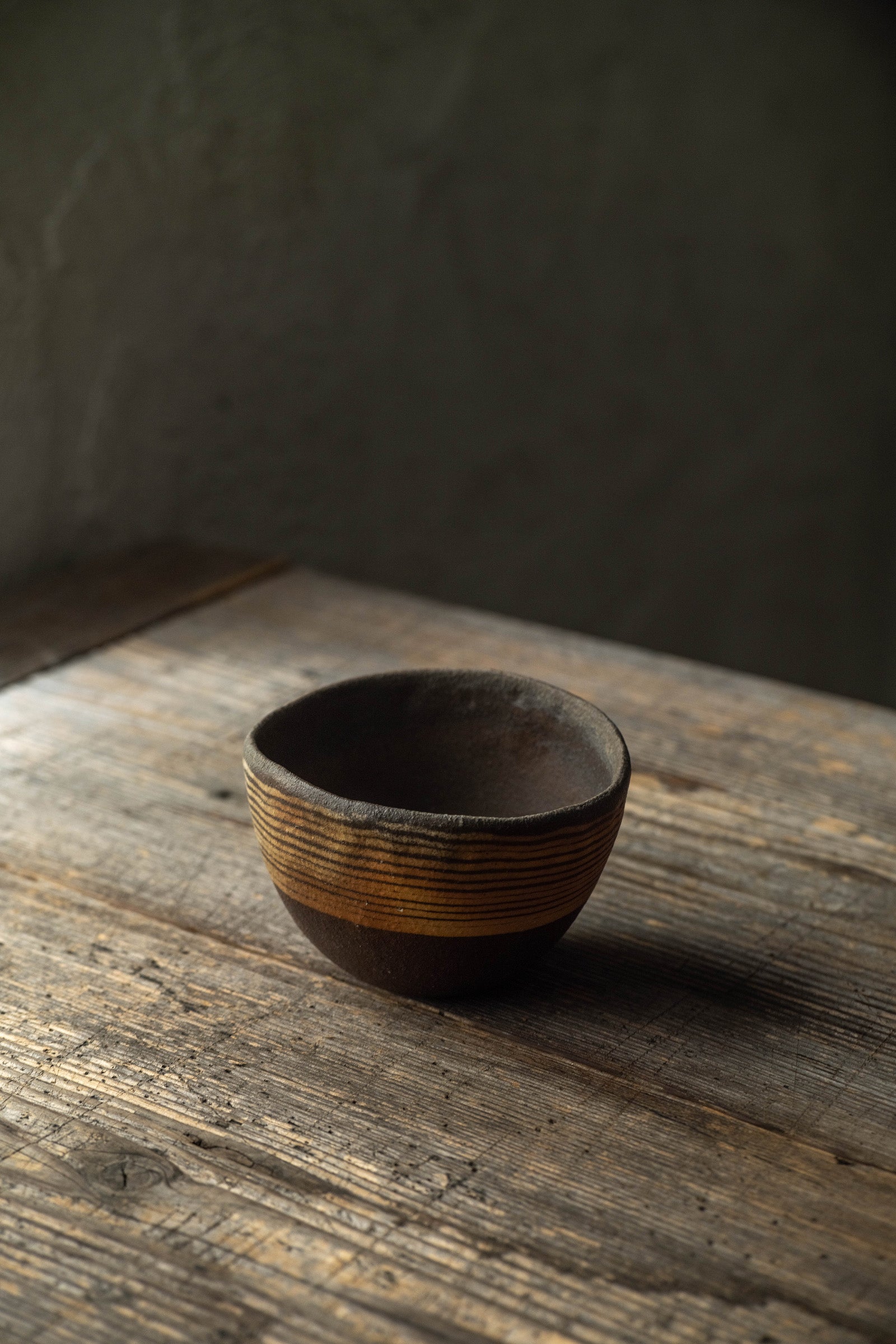 Yoji Yamada soft ceramic yellow pleated bowl, small size Y60-1, 3 pieces