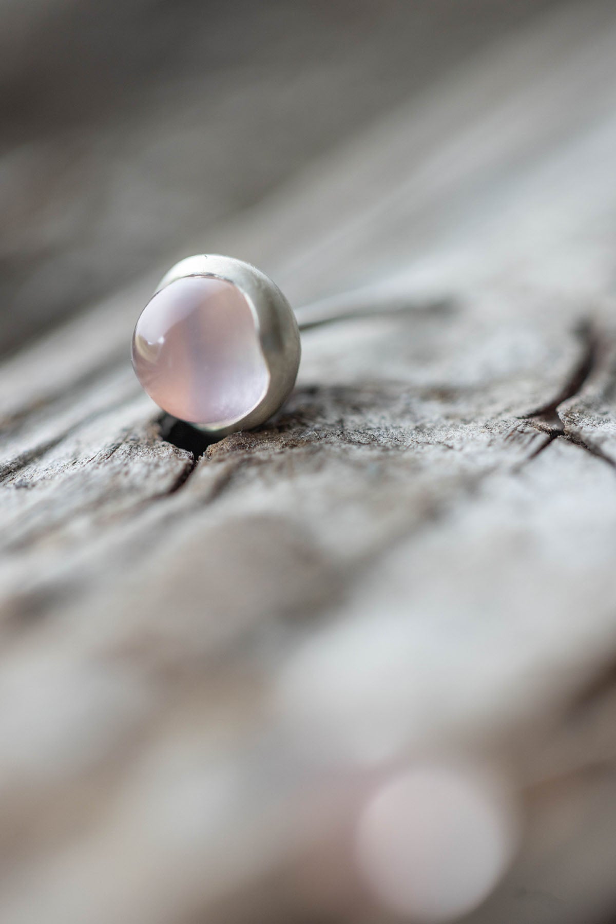 silver rose quartz round earrings (pair)
