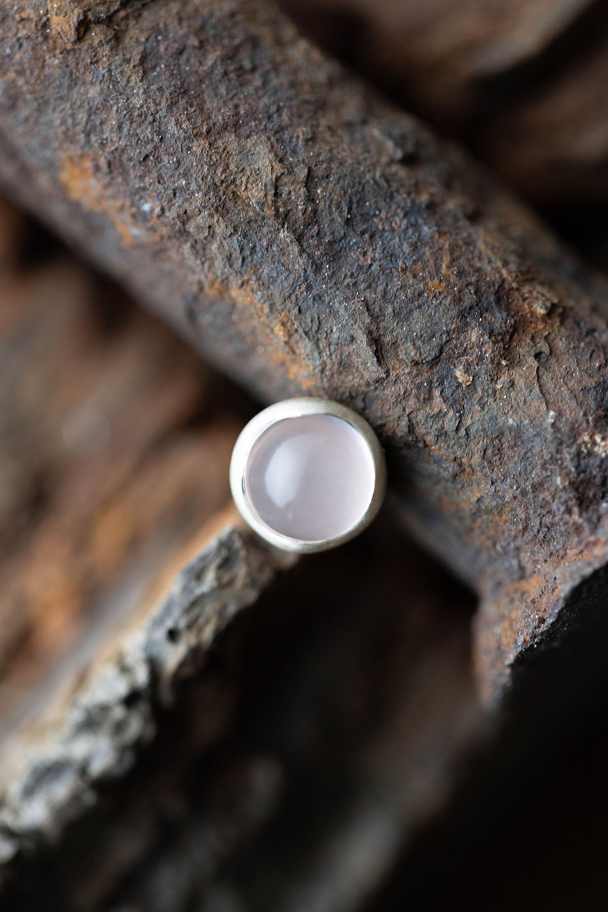 silver rose quartz round earrings (pair)