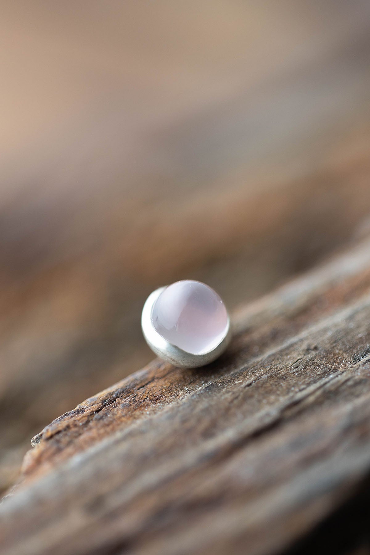 silver rose quartz round earrings (pair)