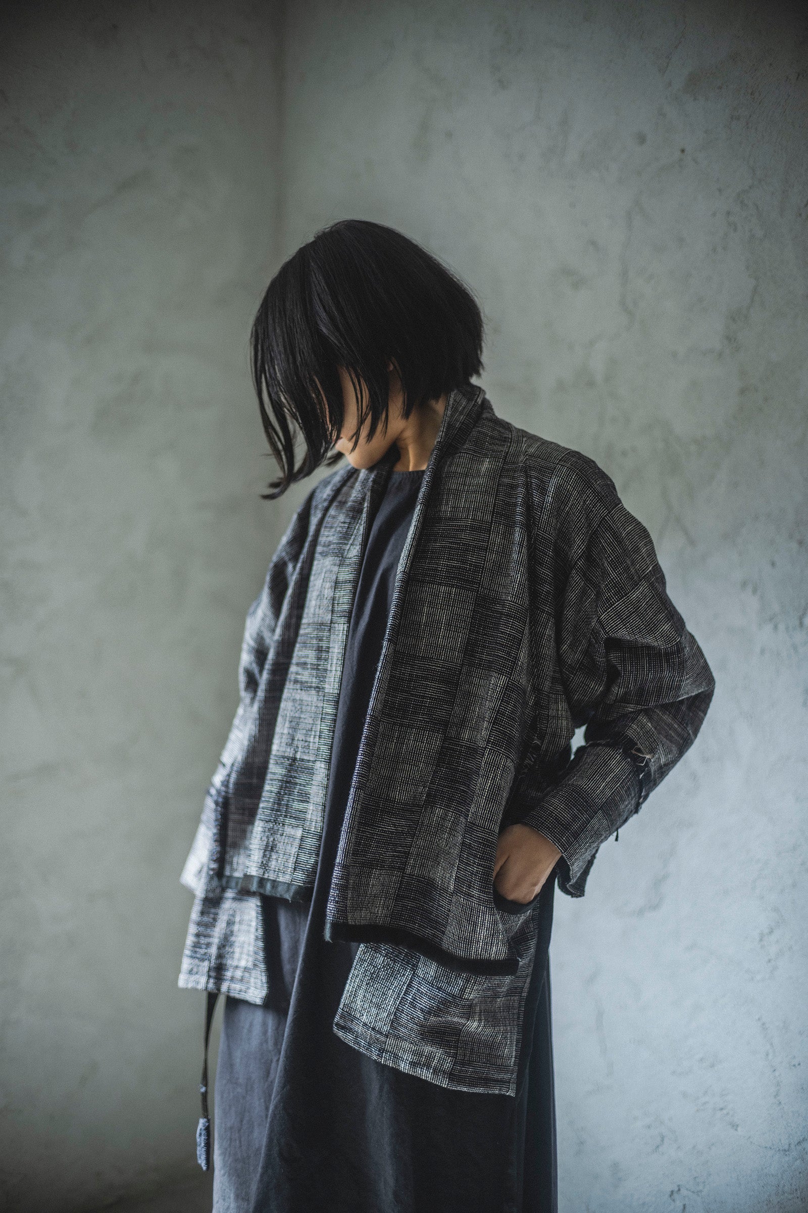 居相 二百四 白黒木綿石畳文変形短上衣