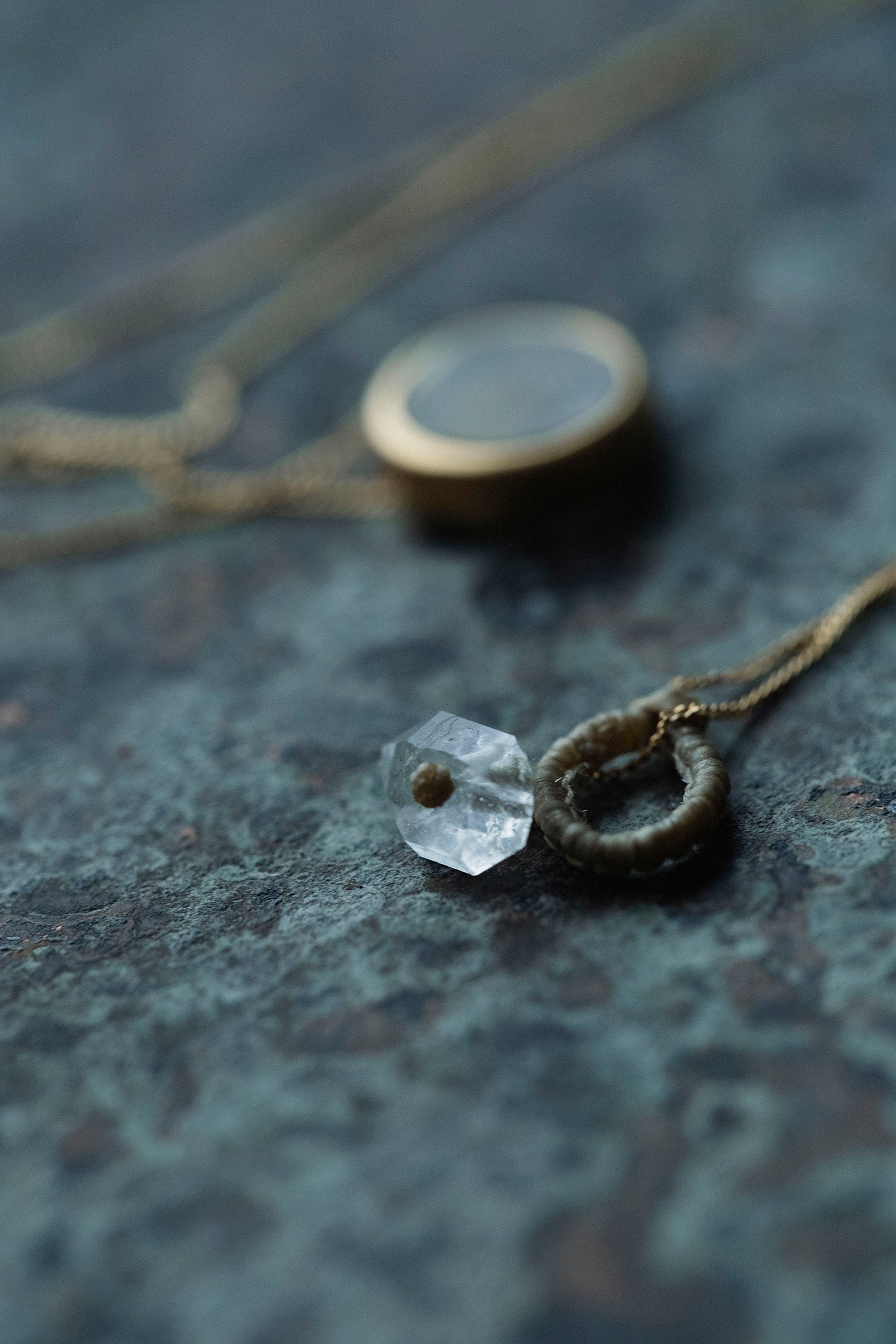 18K necklace 18K round ( rutilated quartz )