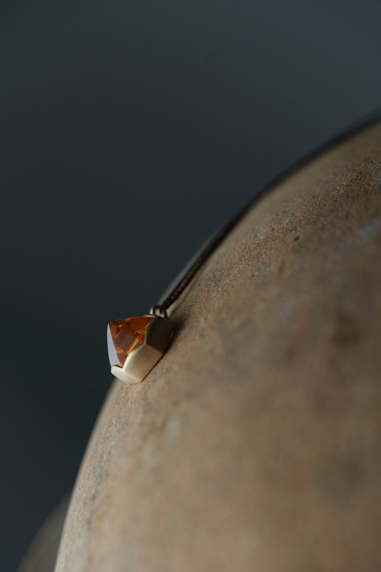 silk cord necklace 18K hexagon( citrine )