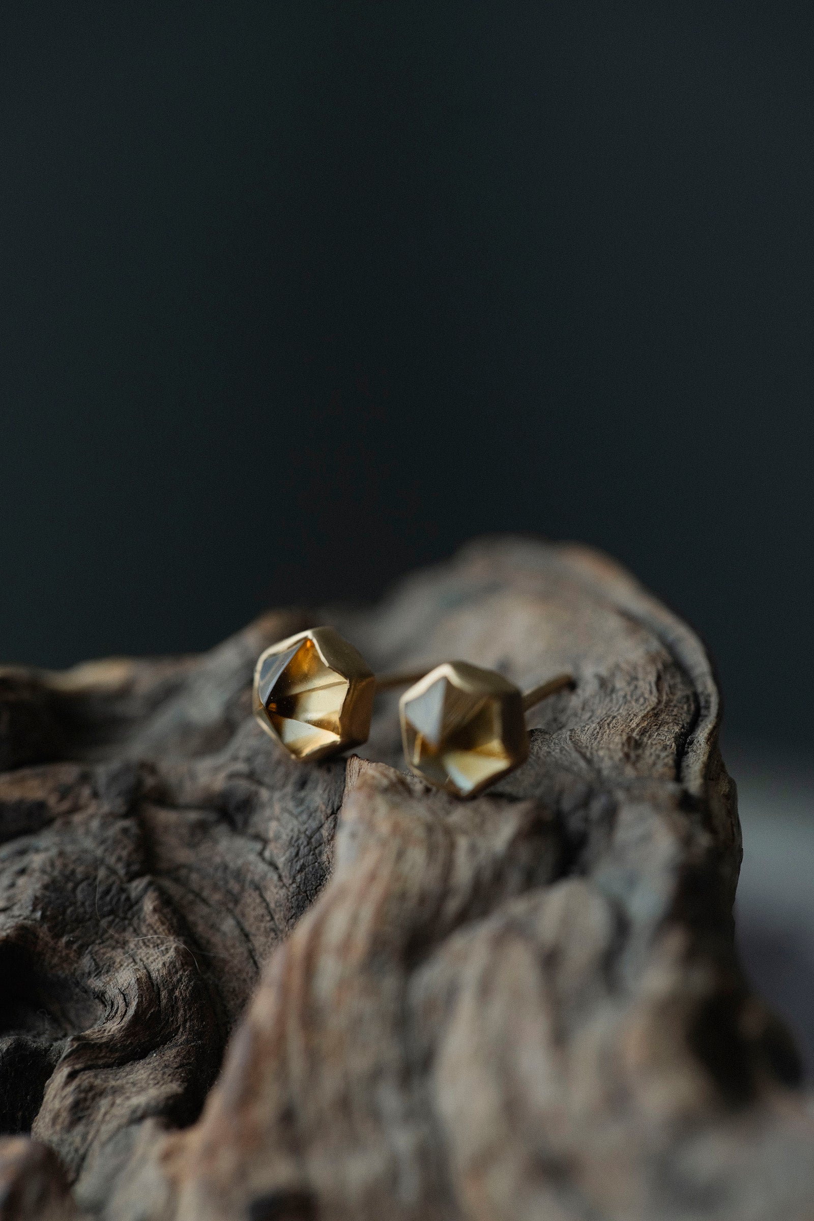 18K hexagon earrings (pair)