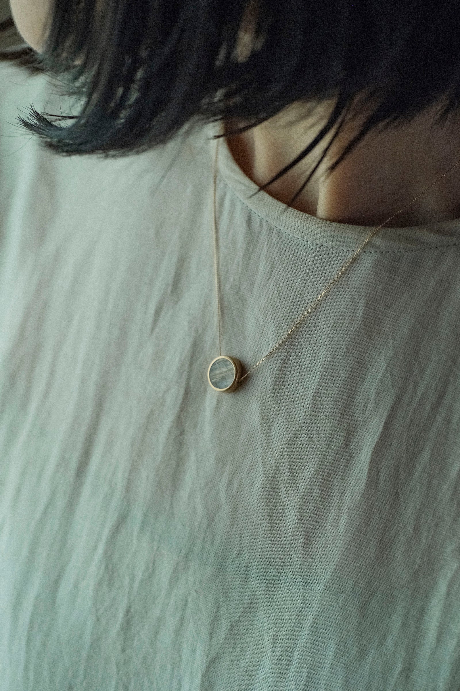 18K necklace 18K round ( rutilated quartz )