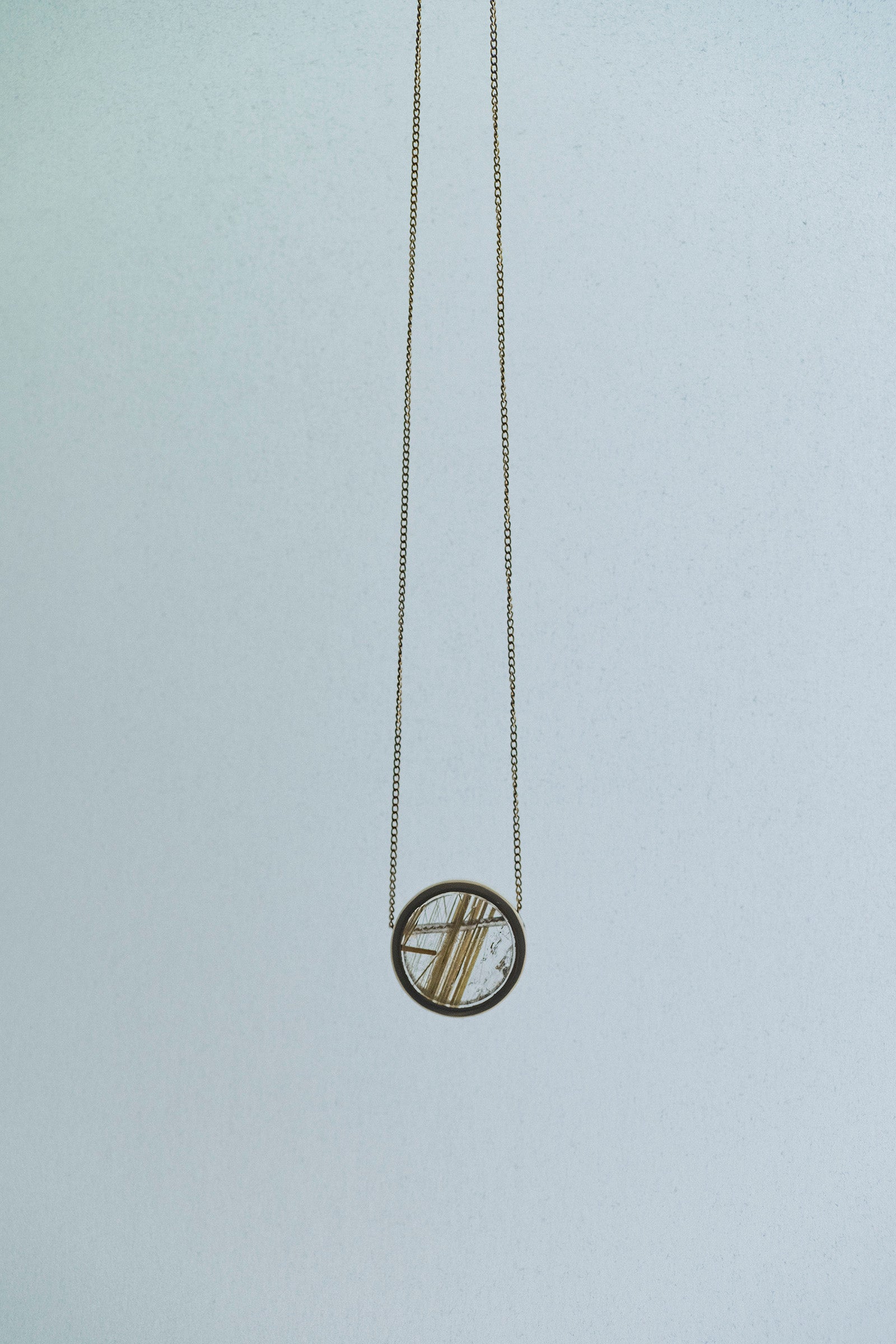 18K necklace 18K round ( rutilated quartz )