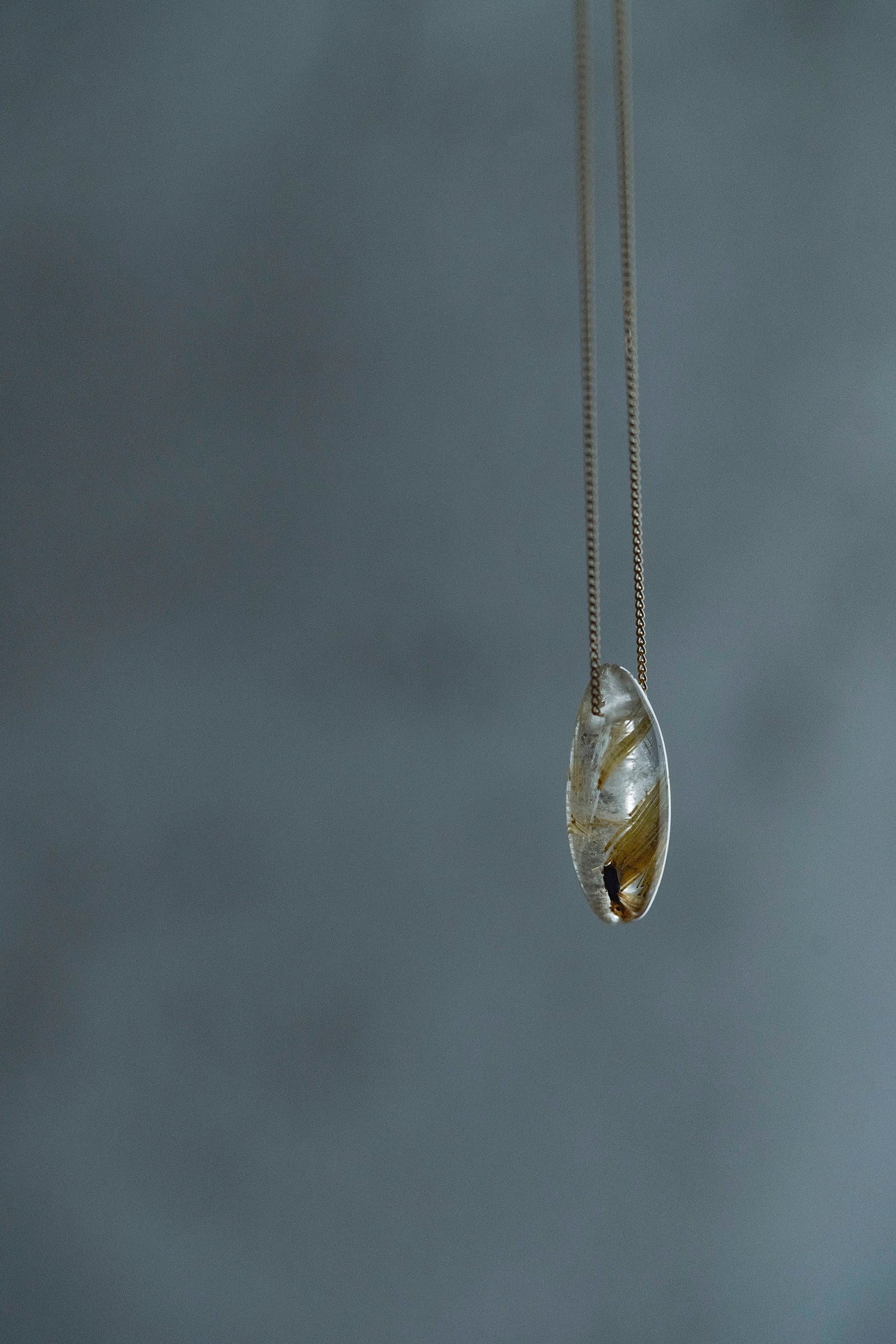 18K necklace ( rutile quartz )