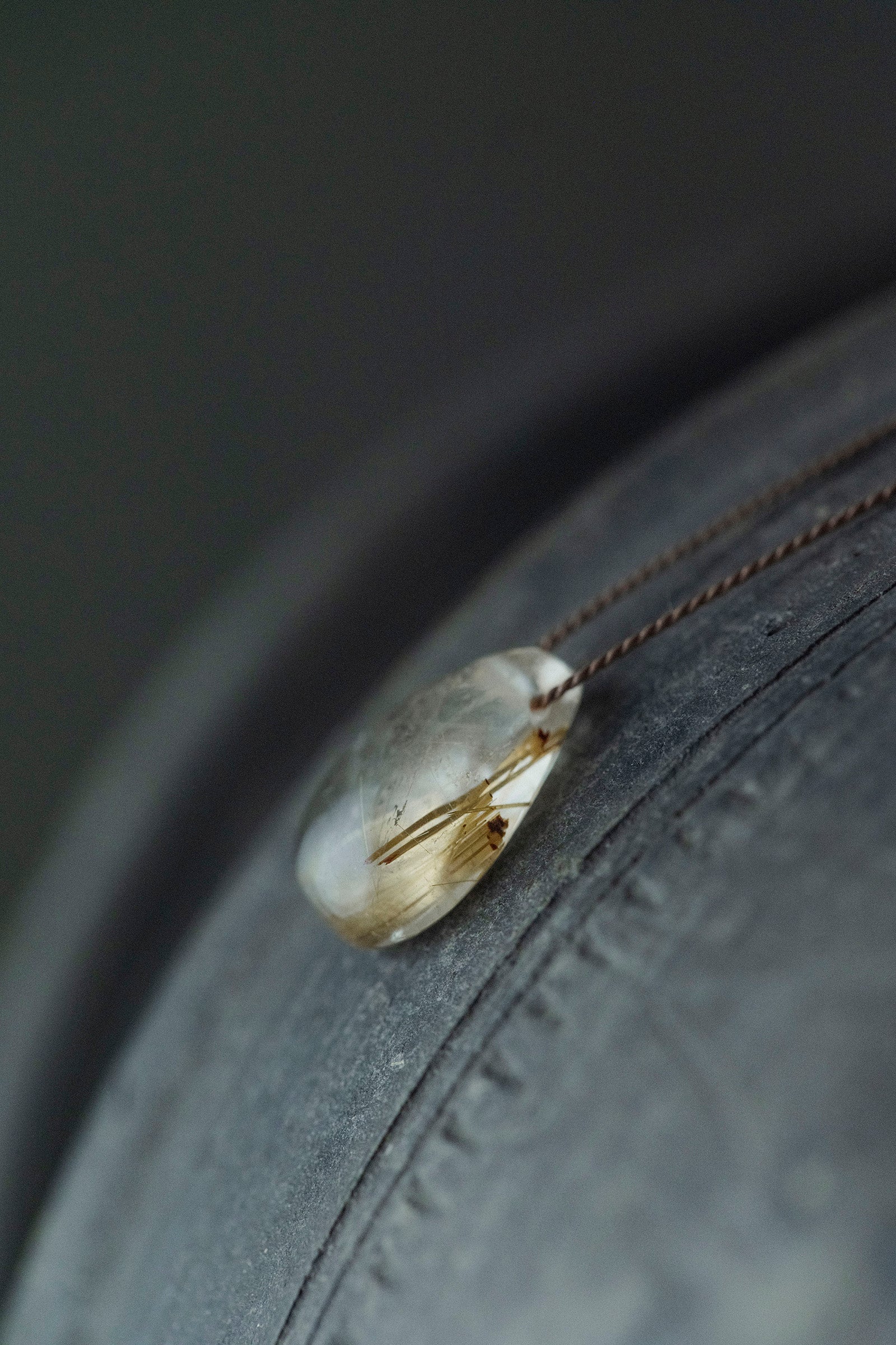 silk cord necklace - 2( rutile quartz)