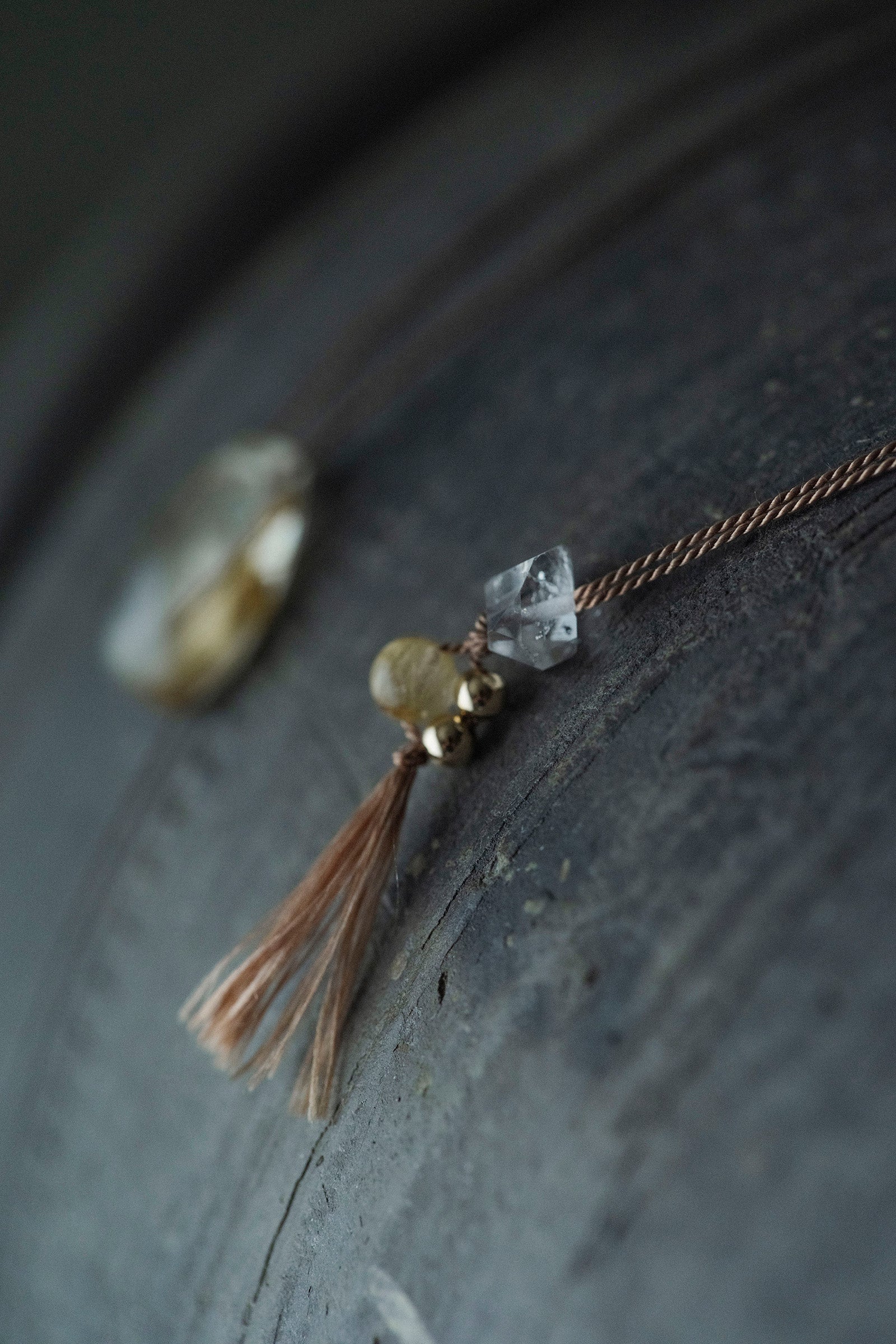 silk cord necklace - 2( rutile quartz)