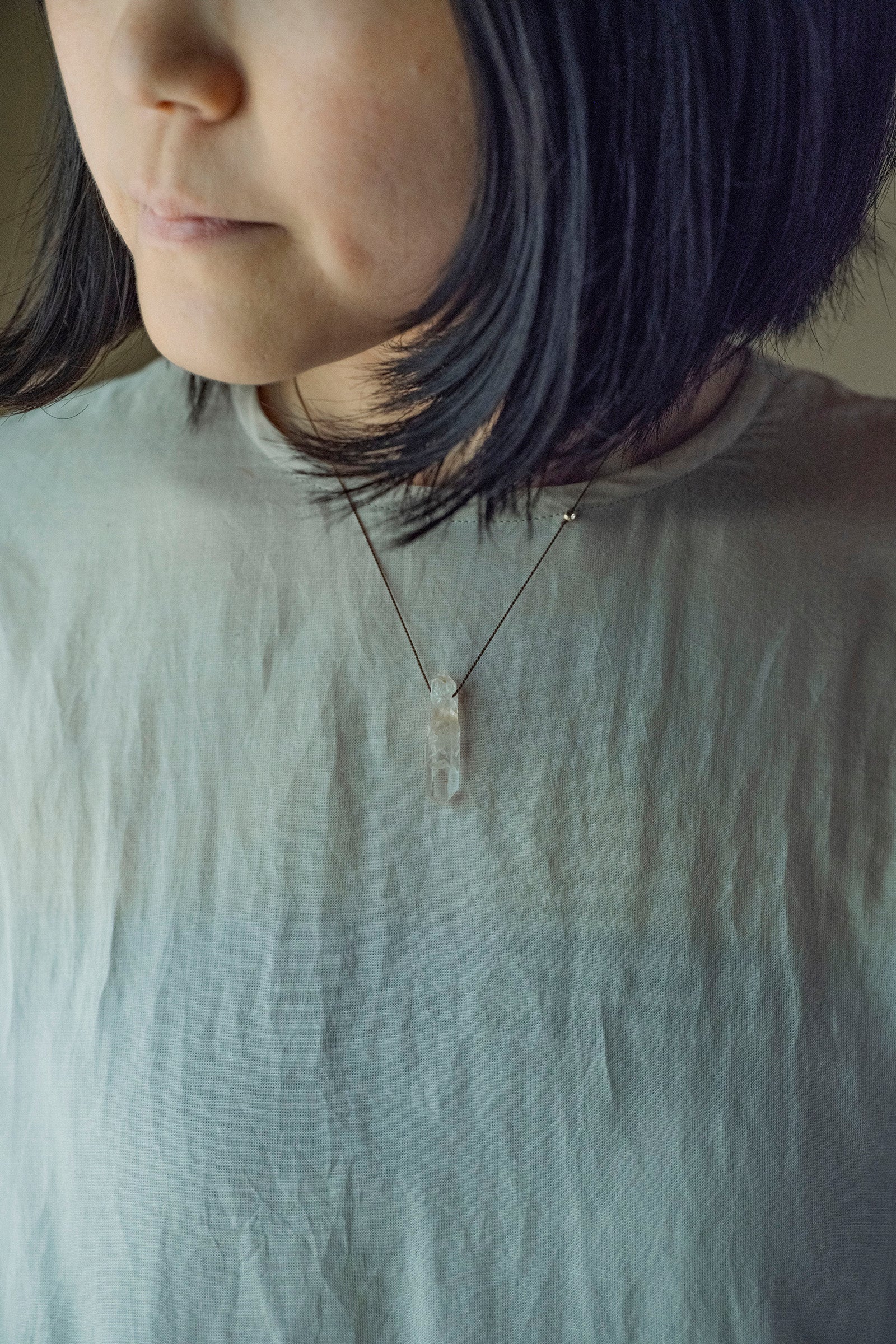 silk cord necklace - 1 (quartz)