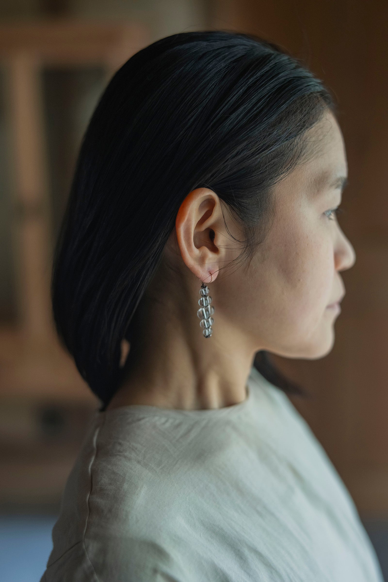 crystal beads earrings (pair)