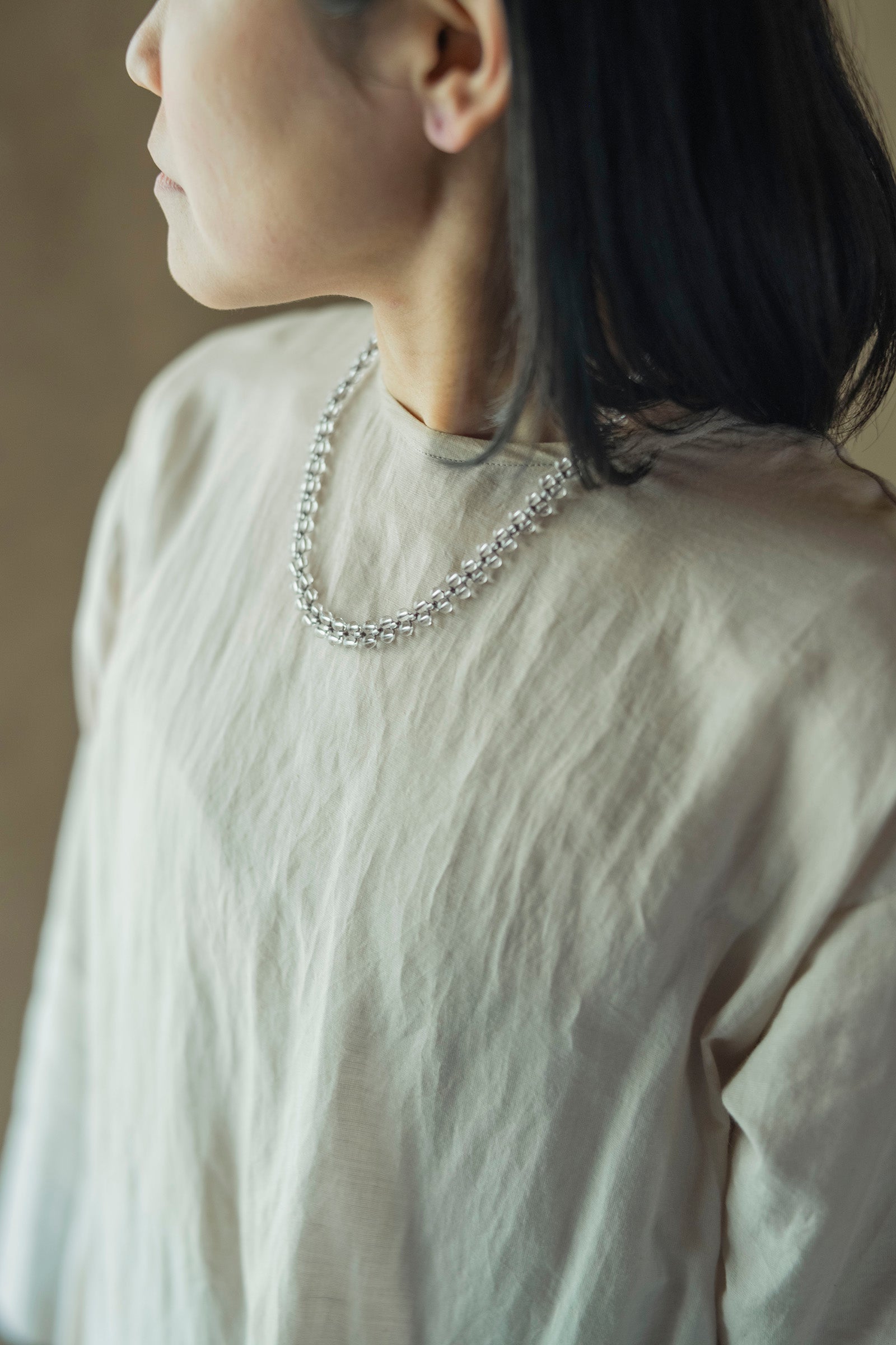 crystal beads necklace flat