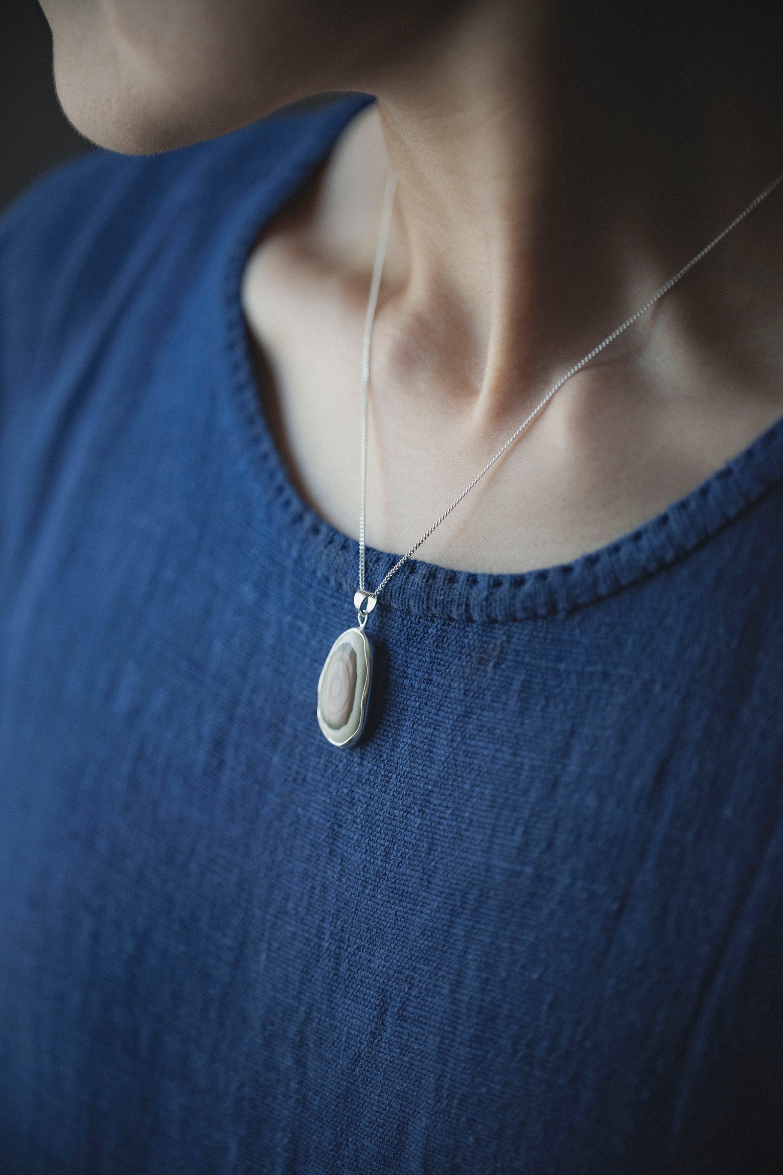 silver necklace Jasper