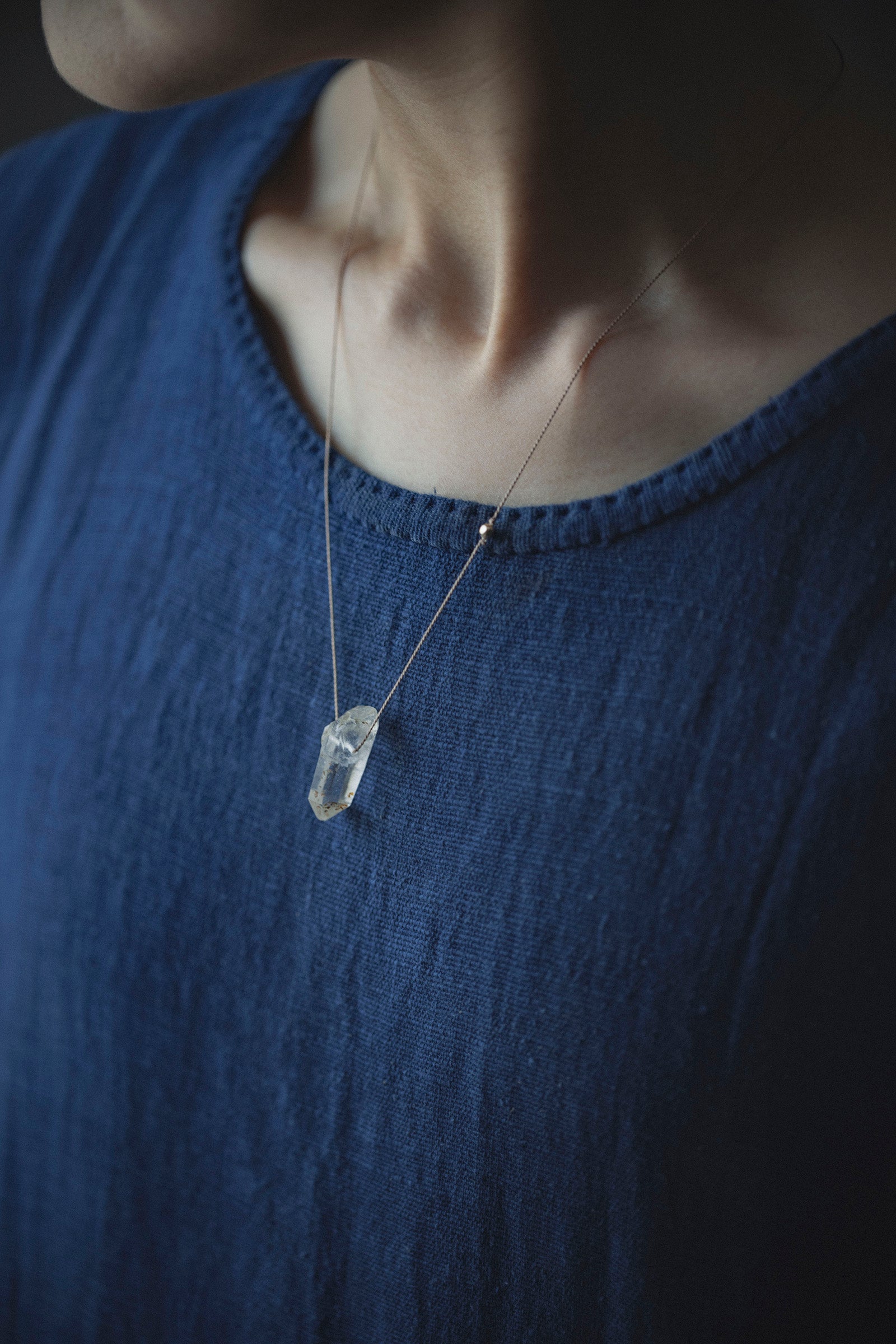 silk cord necklace (elestial quartz)