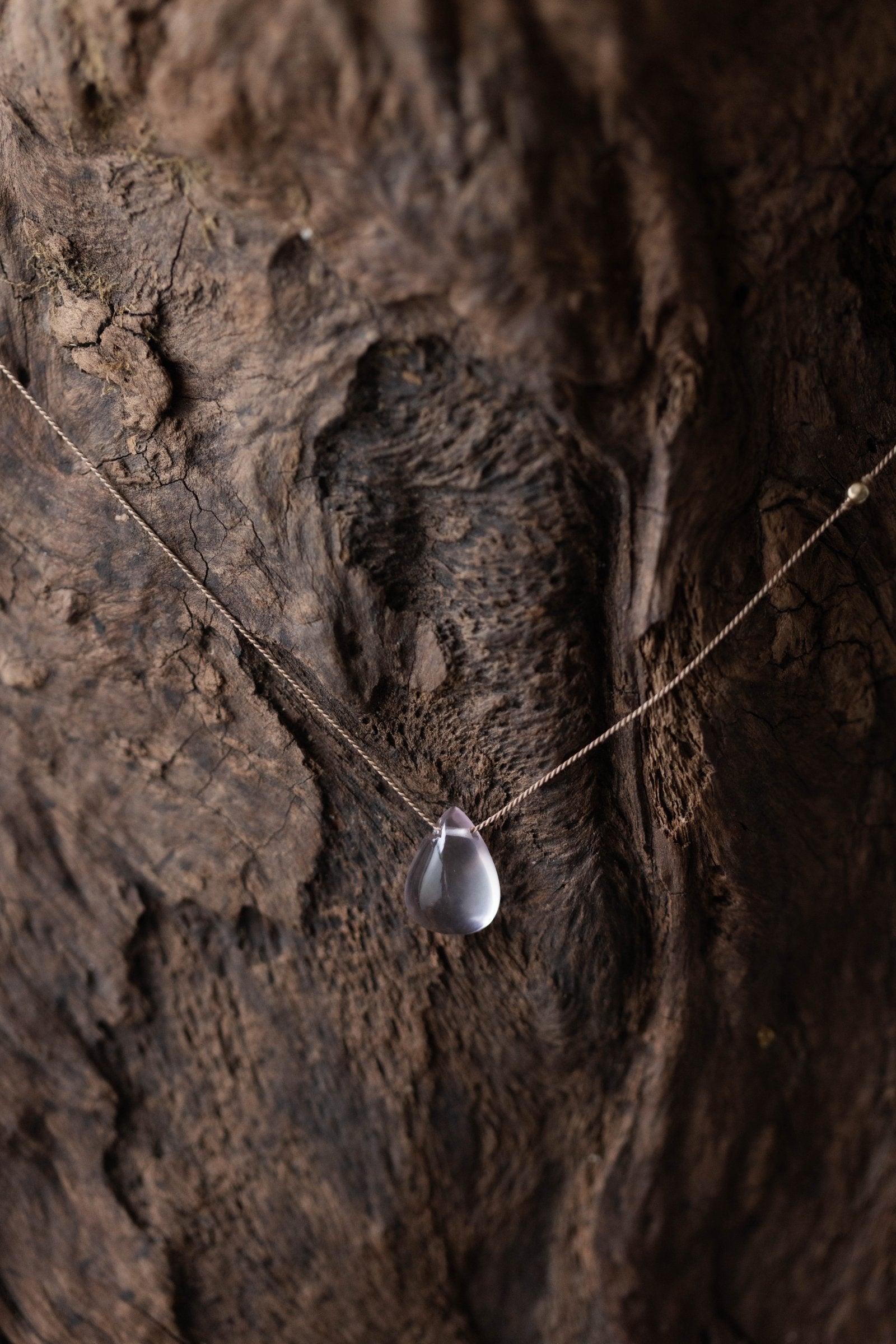 silk cord necklace ( Rose quartz )