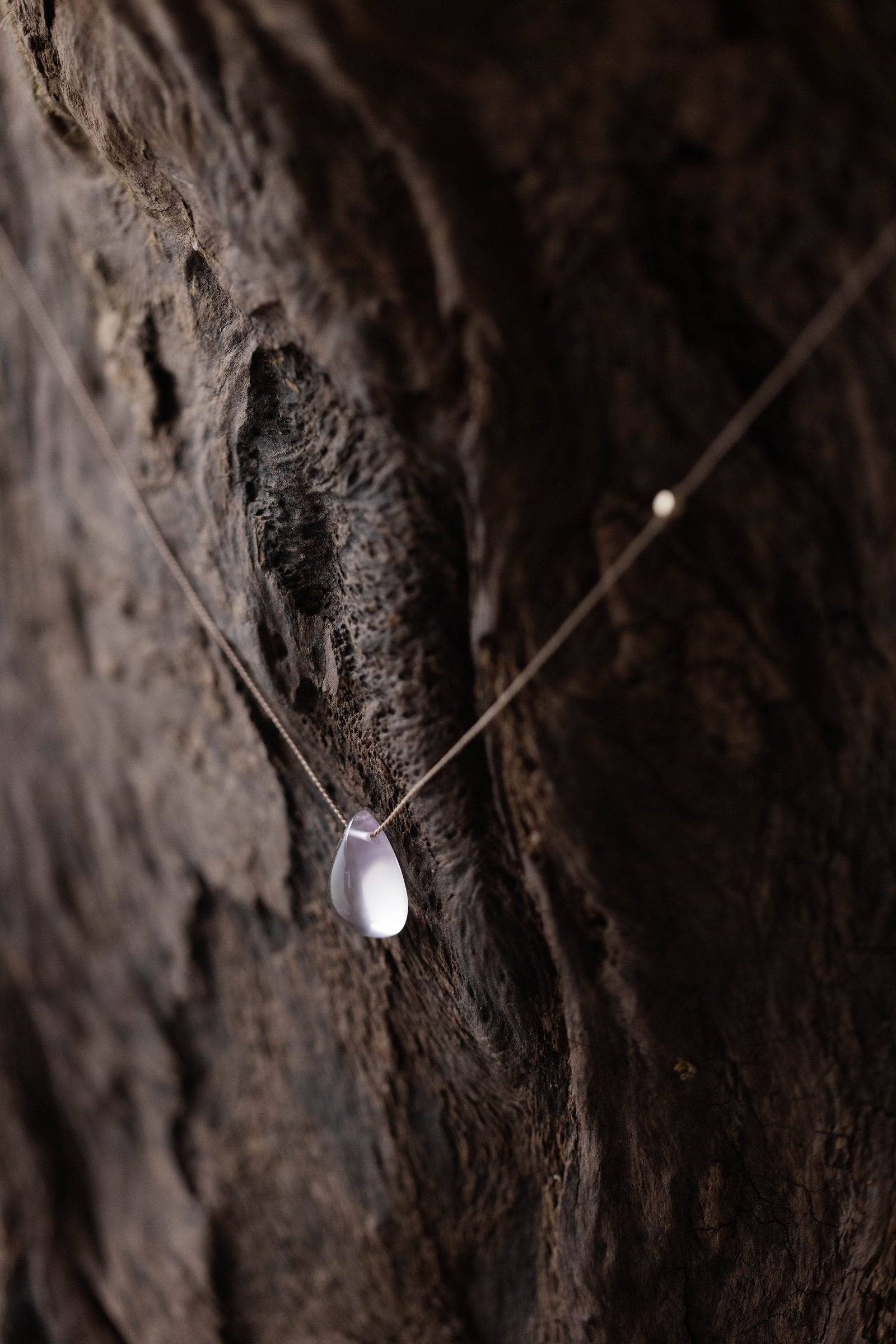 silk cord necklace ( Rose quartz )