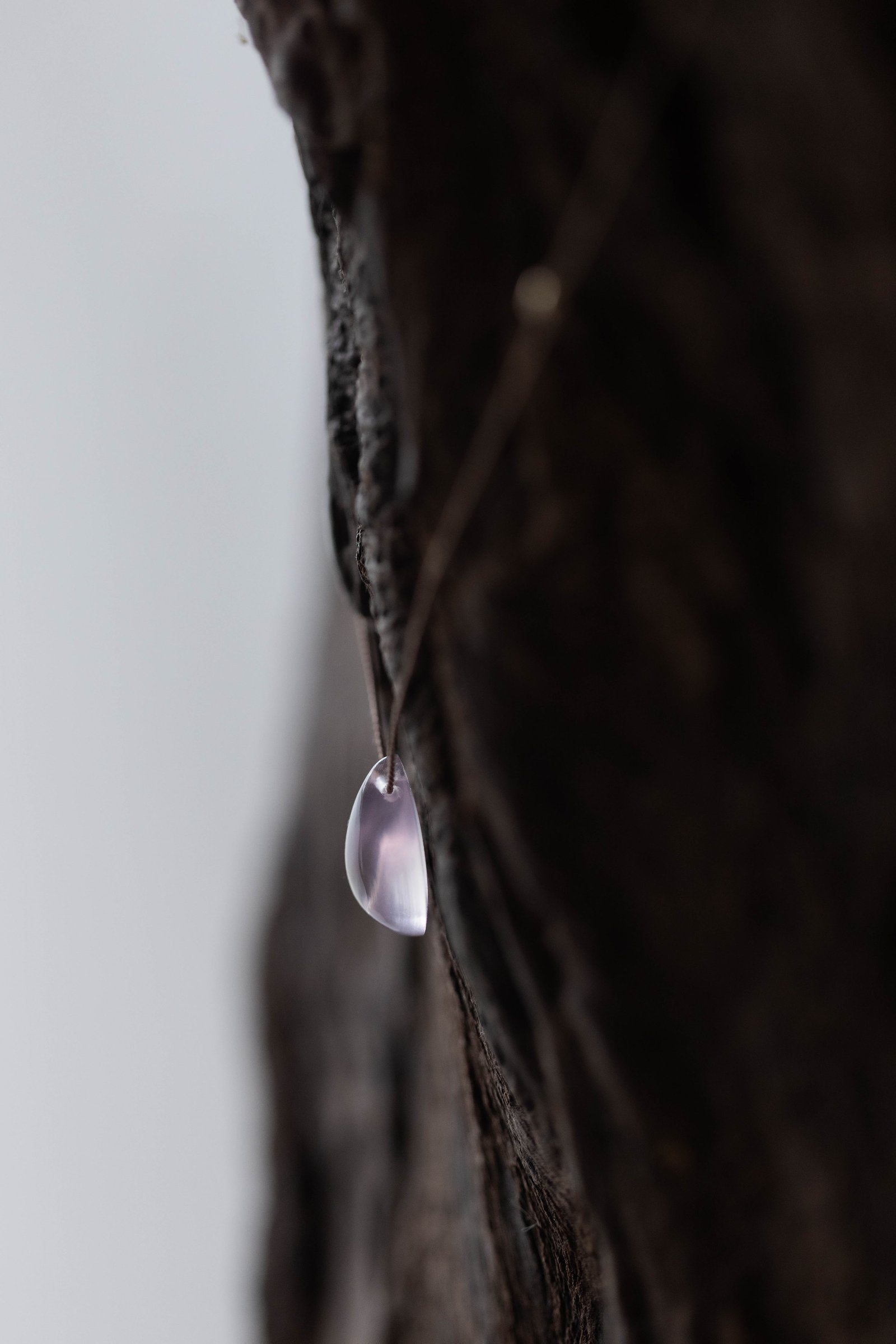 silk cord necklace ( Rose quartz )
