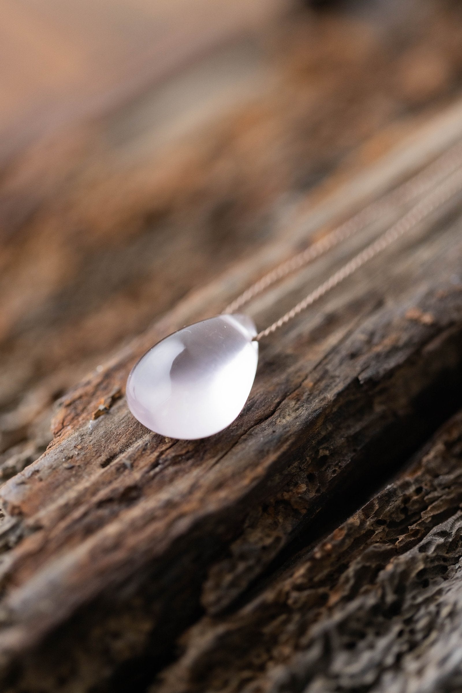 silk cord necklace ( Rose quartz )
