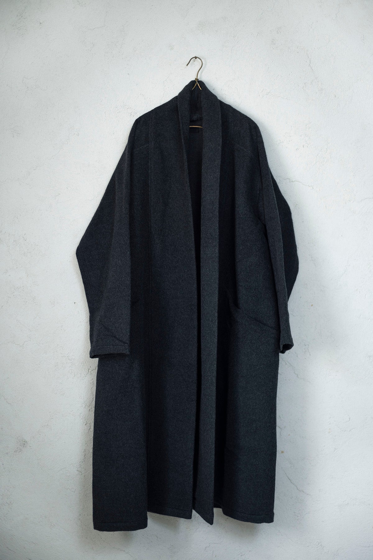 MITTAN CT-44 ウールシルクキャメル半纏ロングコート(紐付き)