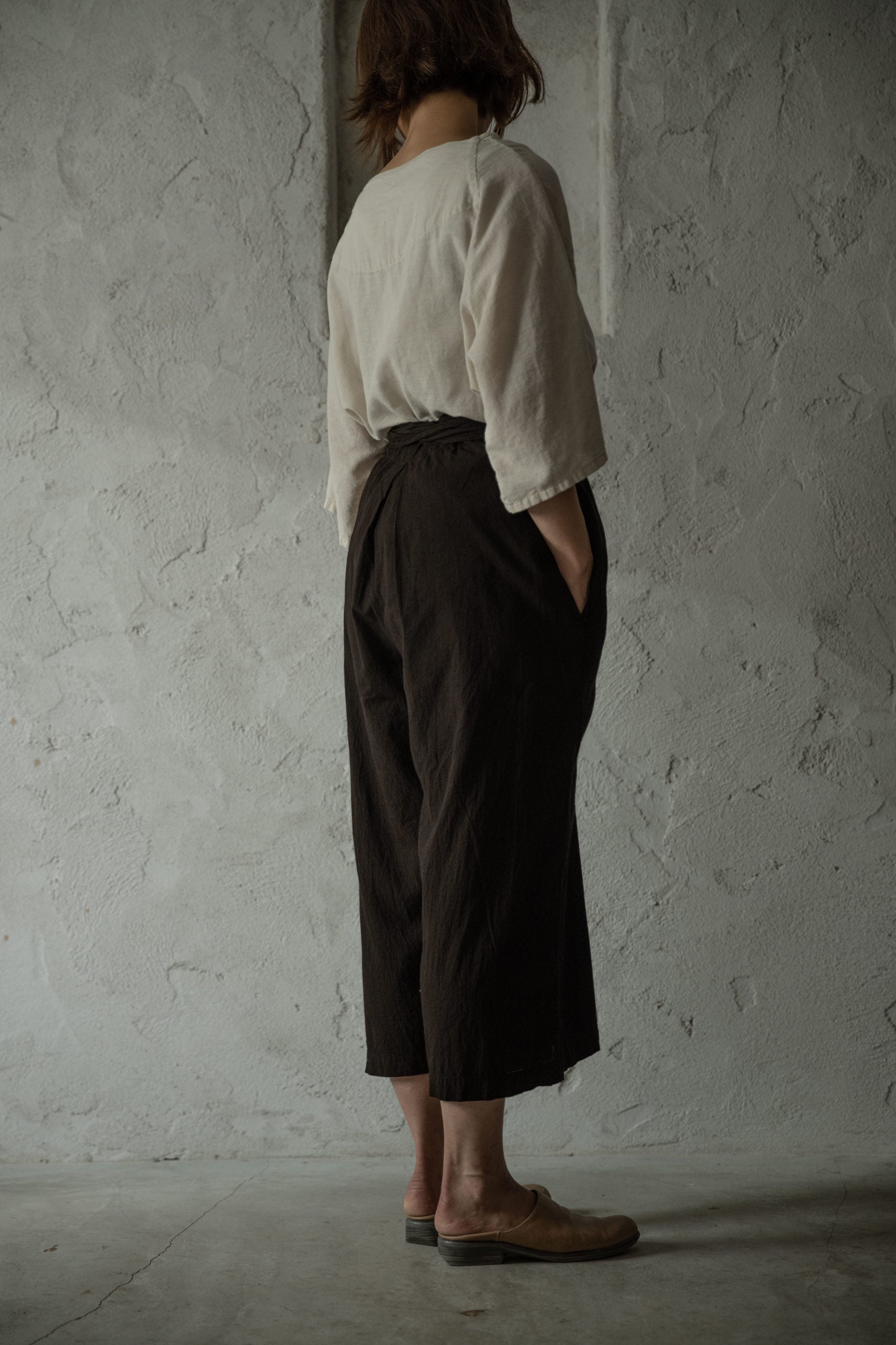 COSMIC WONDER 縞絹綿の夢ラップキュロットパンツ