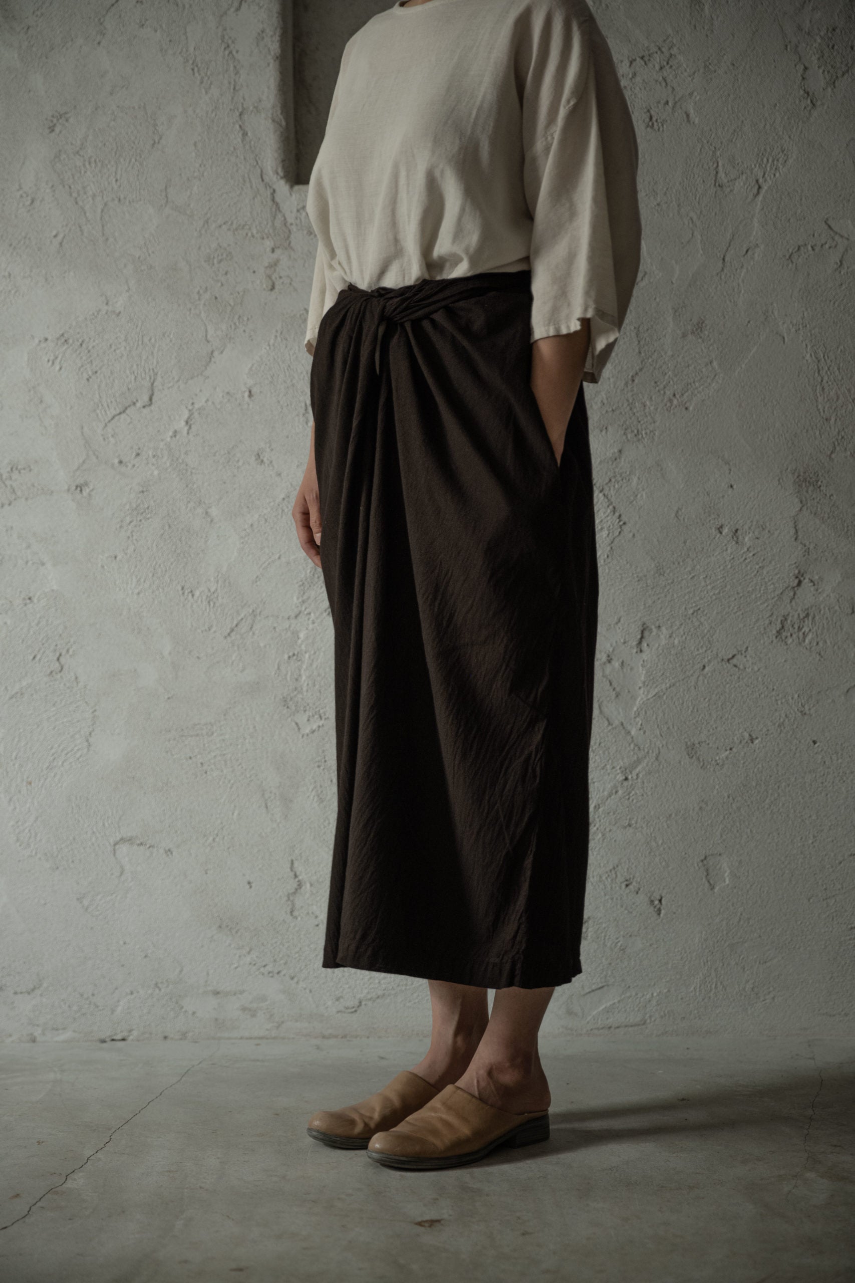 COSMIC WONDER 縞絹綿の夢ラップキュロットパンツ