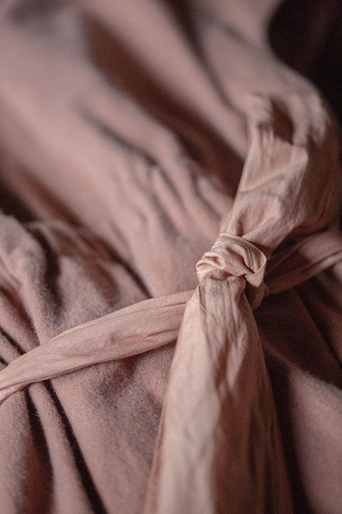 COSMIC WONDER Beautiful Mud dyed wool v-necked dress