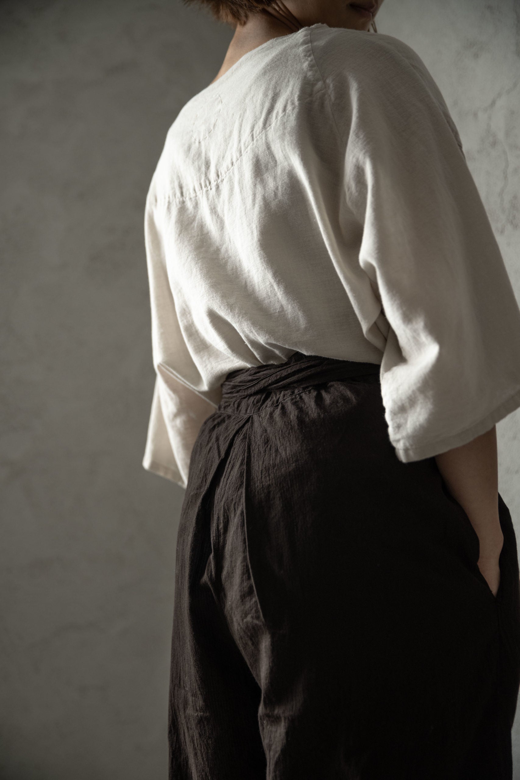 COSMIC WONDER 縞絹綿の夢ラップキュロットパンツ