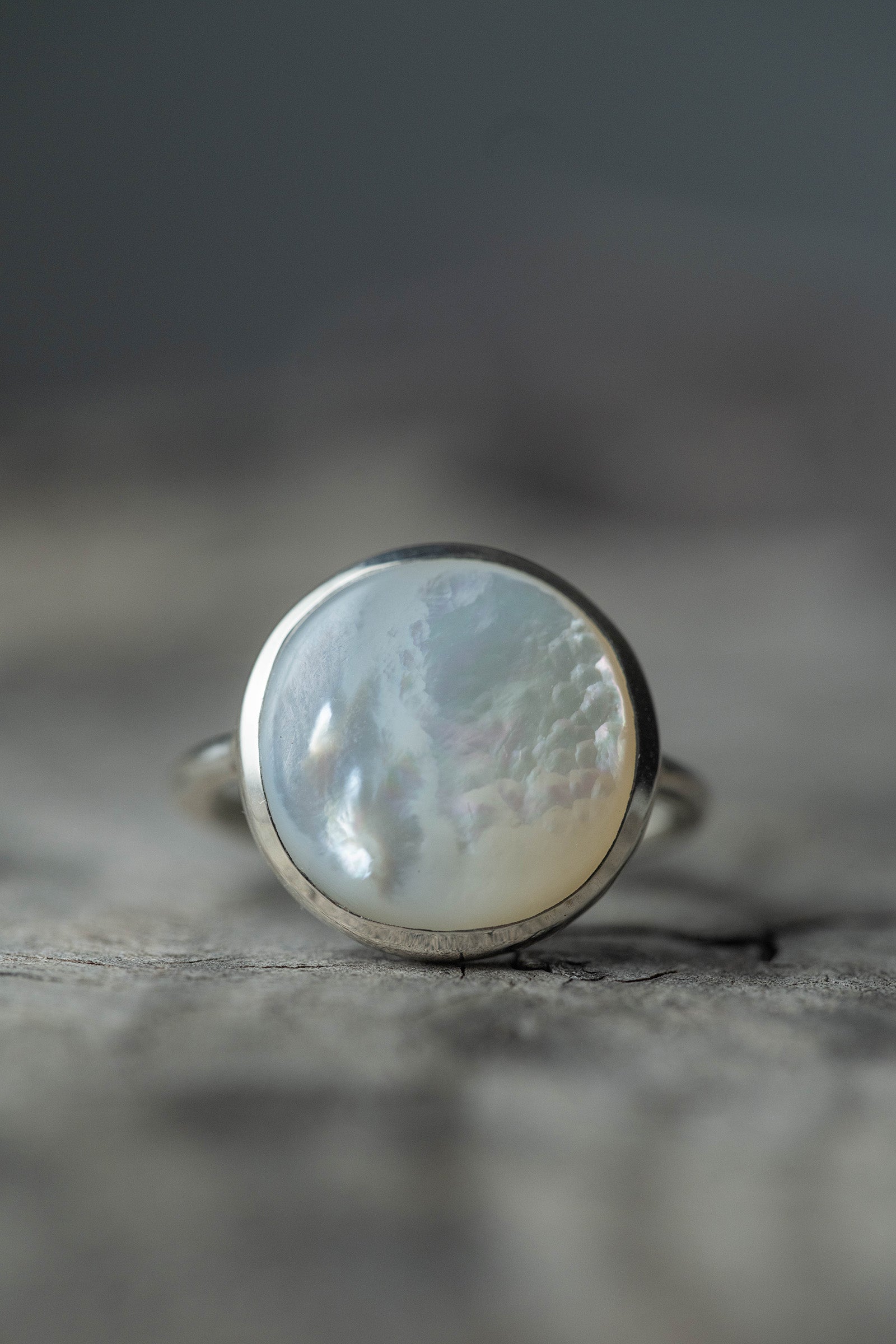 silver ring  2mm  pearl