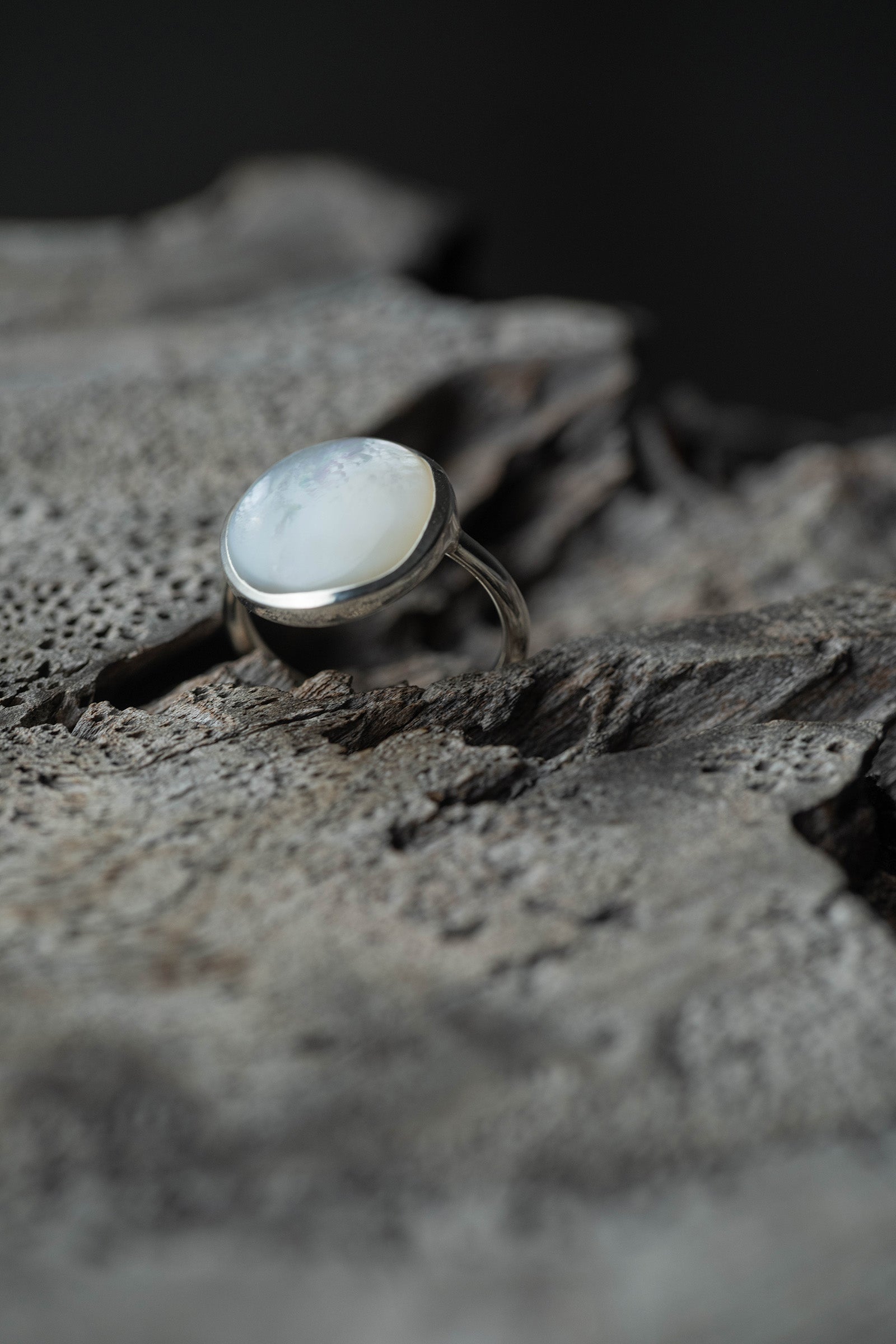 silver ring  2mm  pearl