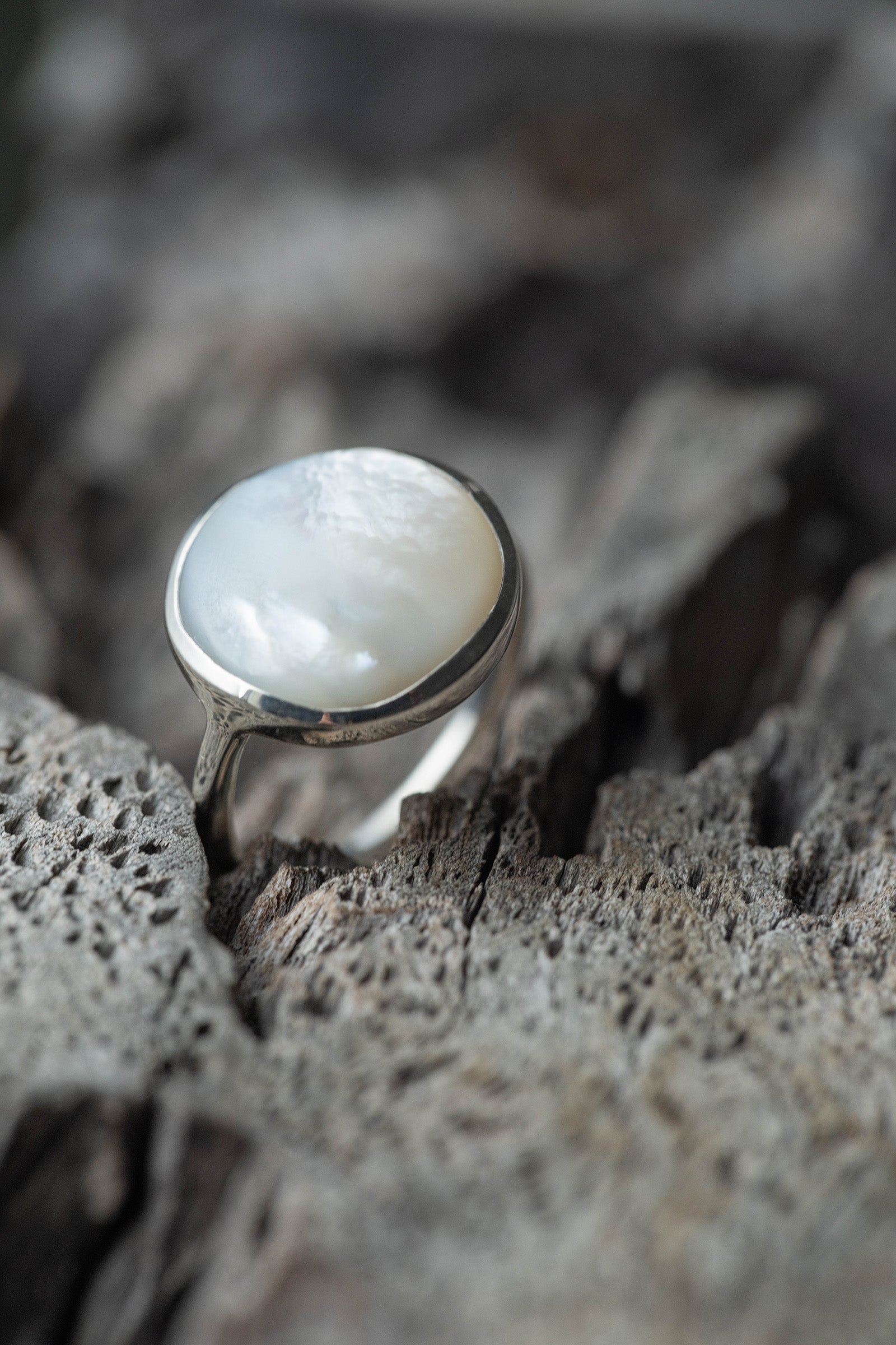 silver ring  2mm  pearl