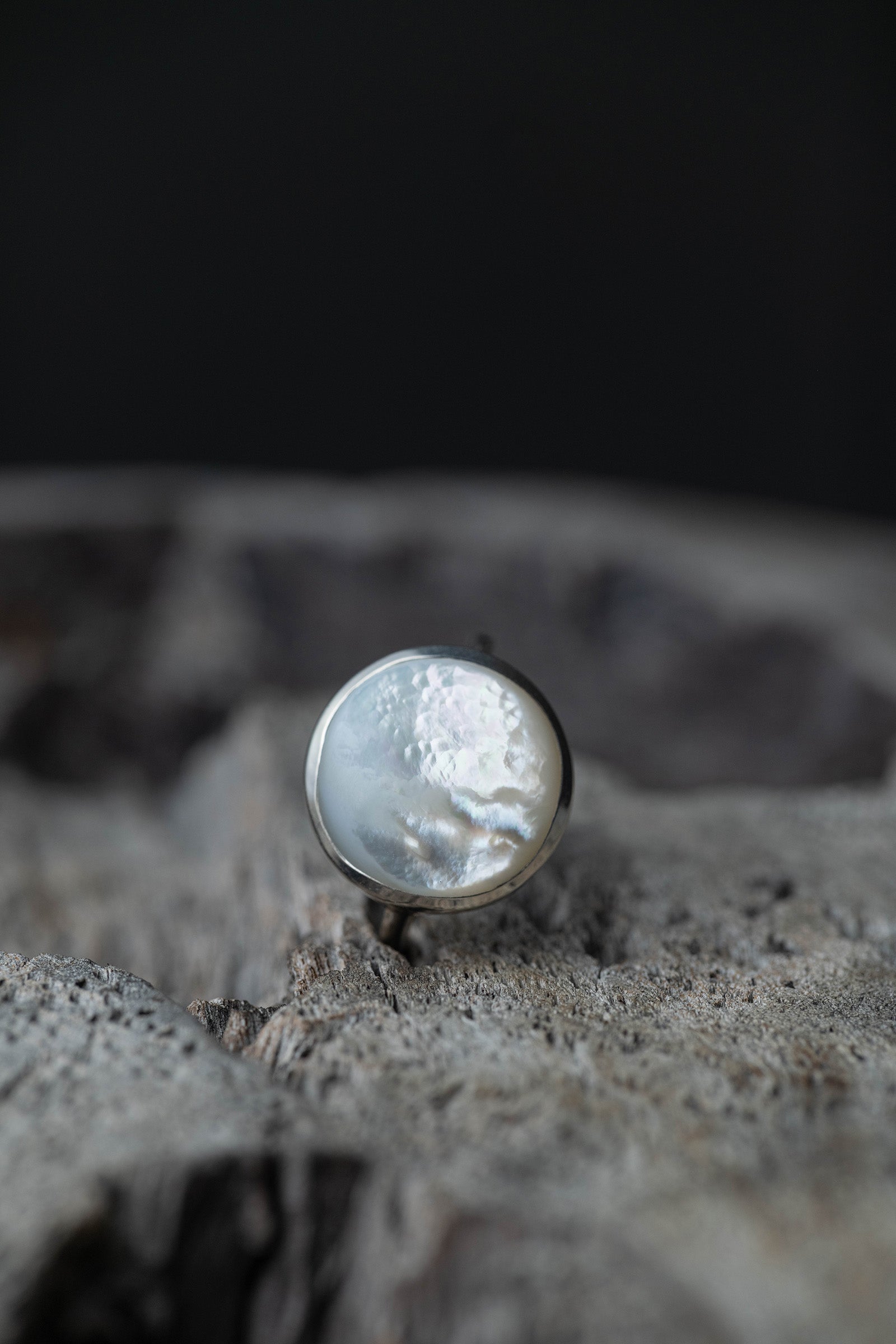 silver ring  2mm  pearl