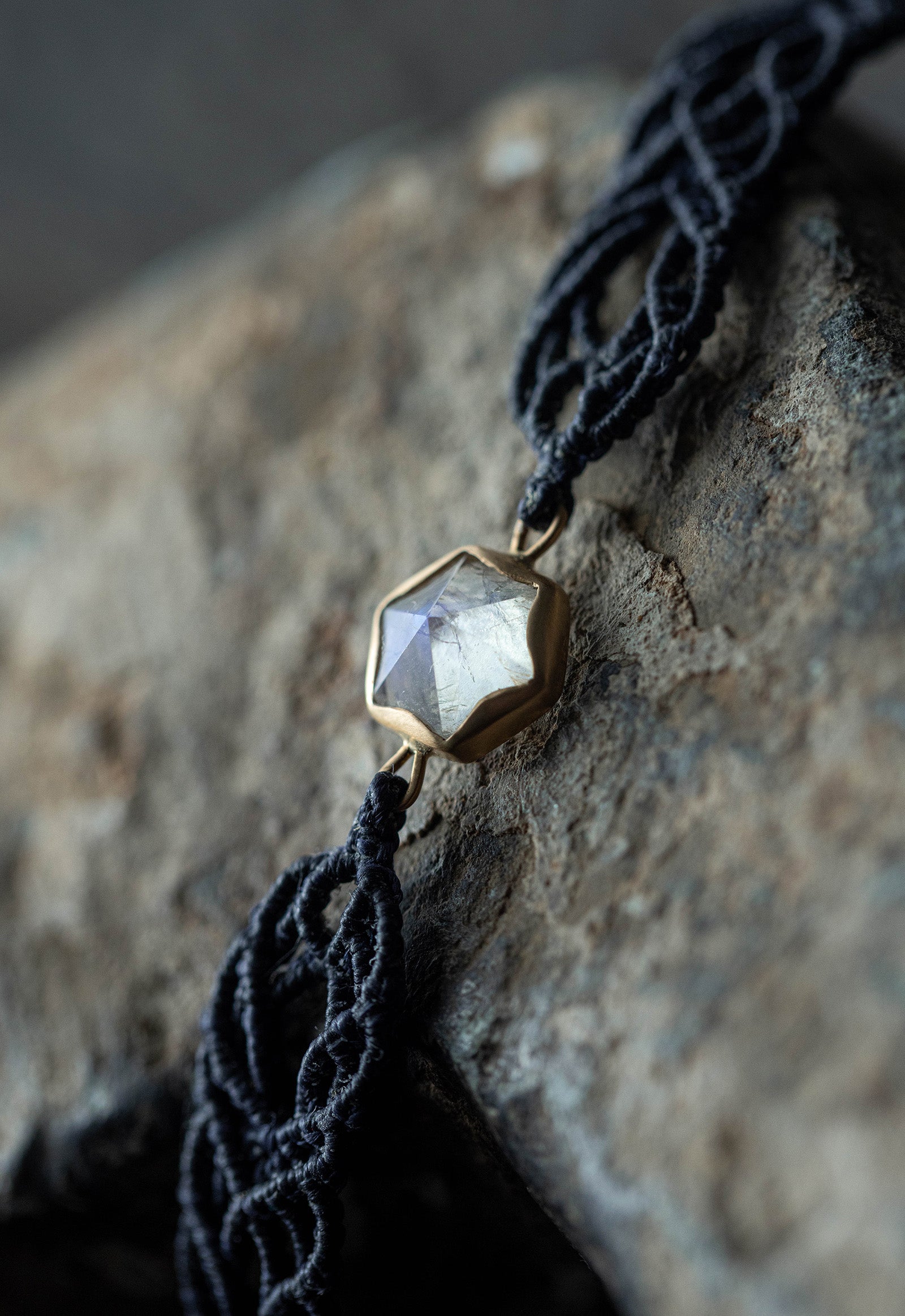 18K hexagon macrame bracelet