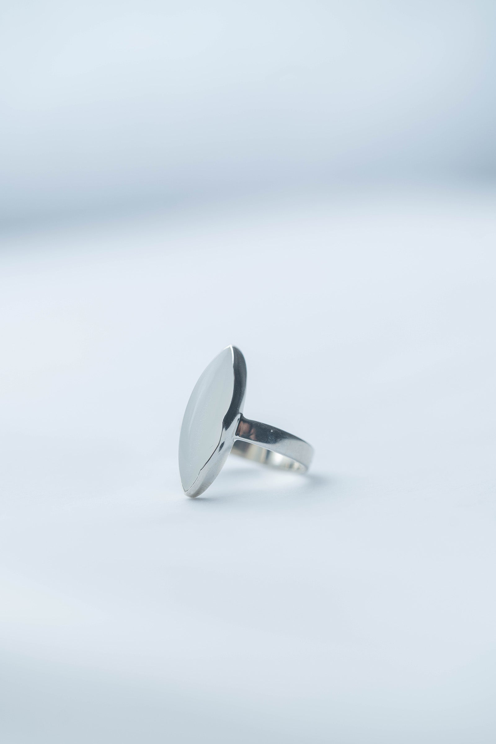 silver ring  3mm flat band  moonstone marquise