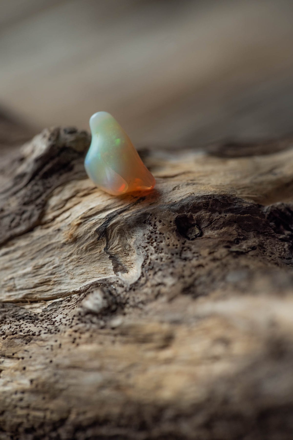 18K  opal  rough stone earring (single)