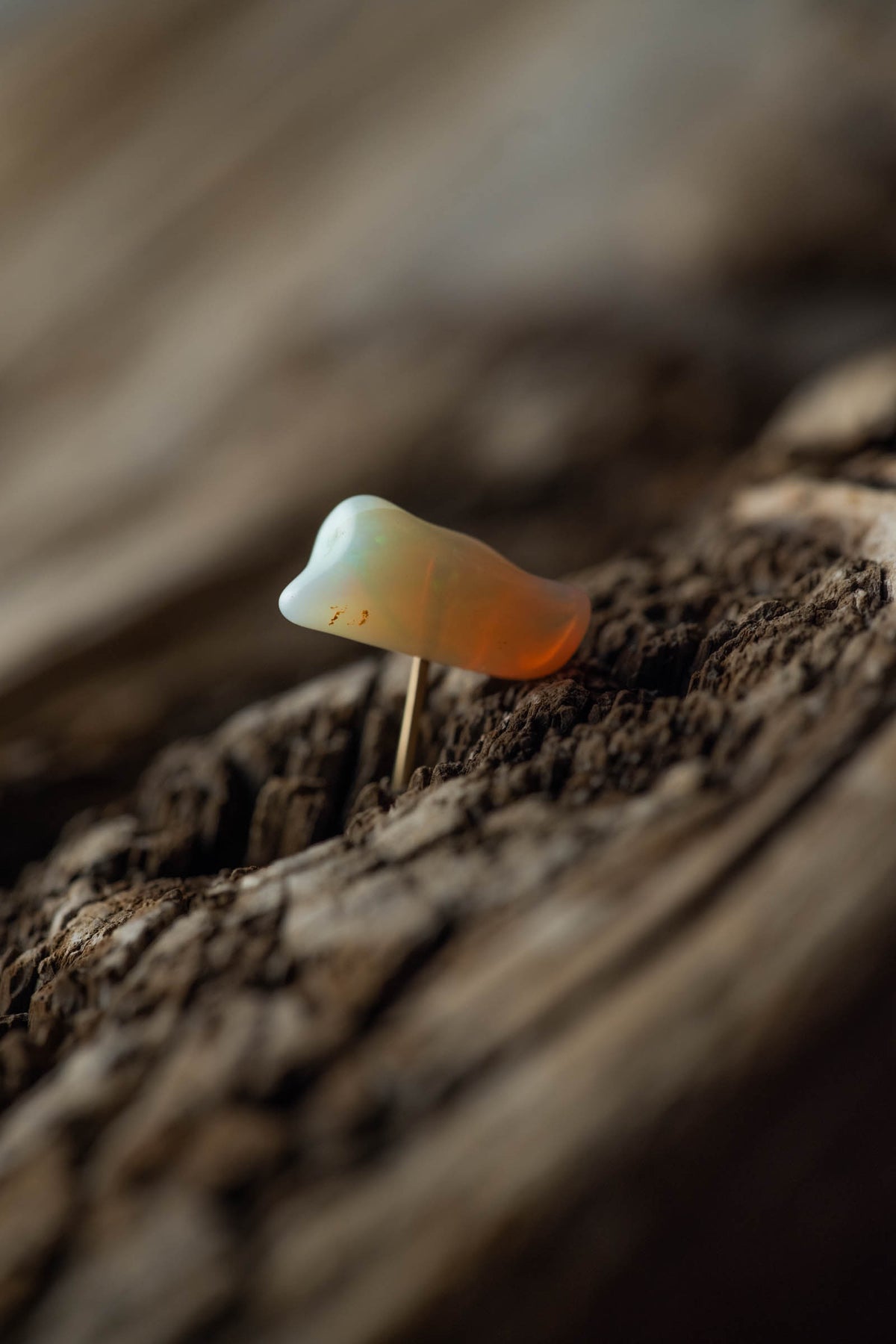 18K  opal  rough stone earring (single)