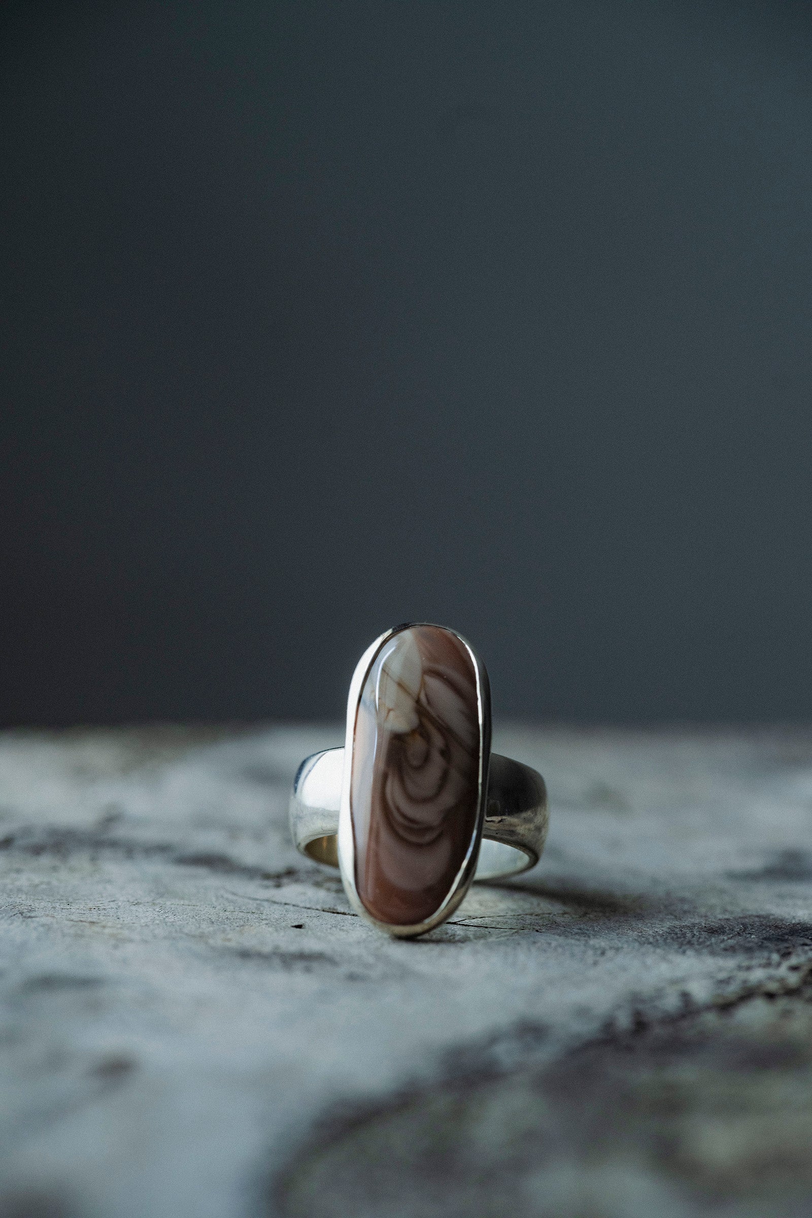 silver ring  flat band 8mm  jasper