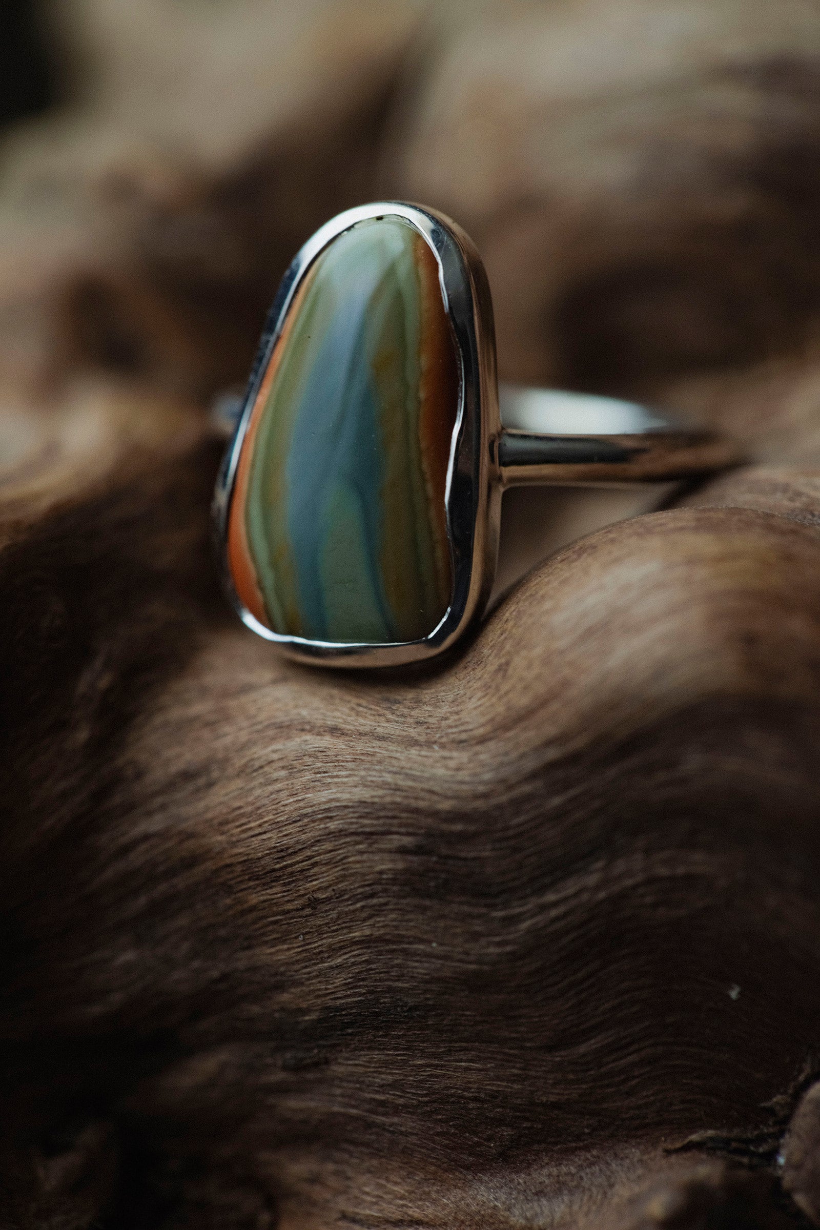 silver ring  2mm  jasper