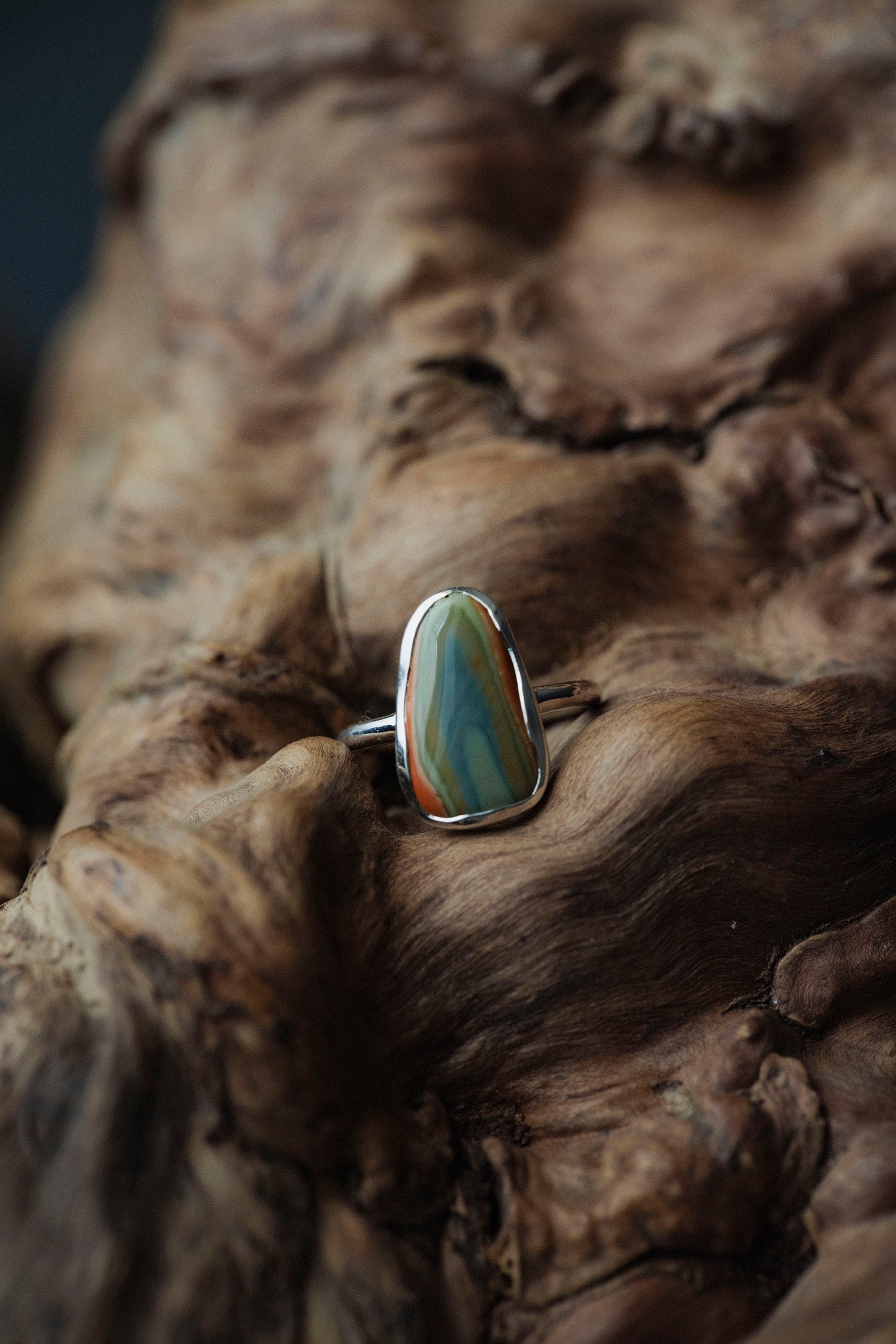 silver ring  2mm  jasper